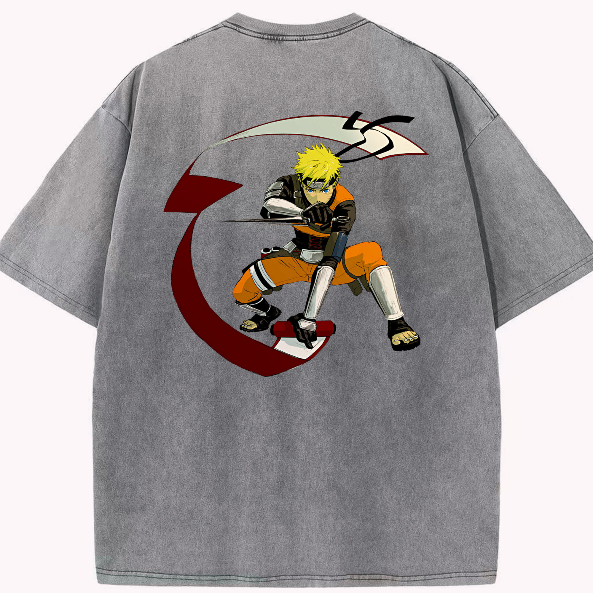 （画像用） NARUTO -ナルト- うずまき ナルト Uzumaki Naruto 綿100% ヴィンテージ風 半袖Tシャツ（背面プリント）