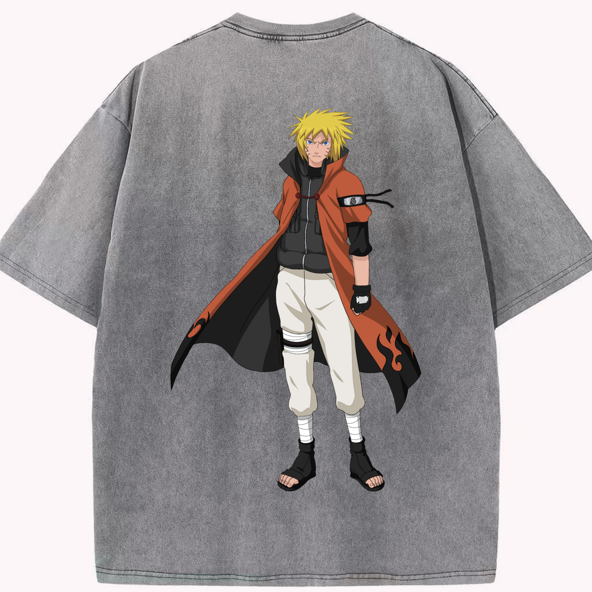 （画像用） NARUTO -ナルト- うずまき ナルト Uzumaki Naruto 綿100% ヴィンテージ風 半袖Tシャツ（背面プリント）