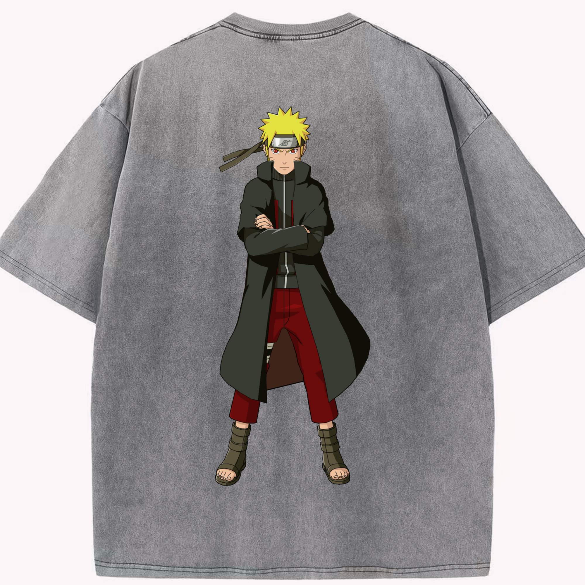 （画像用） NARUTO -ナルト- うずまき ナルト Uzumaki Naruto 綿100% ヴィンテージ風 半袖Tシャツ（背面プリント）