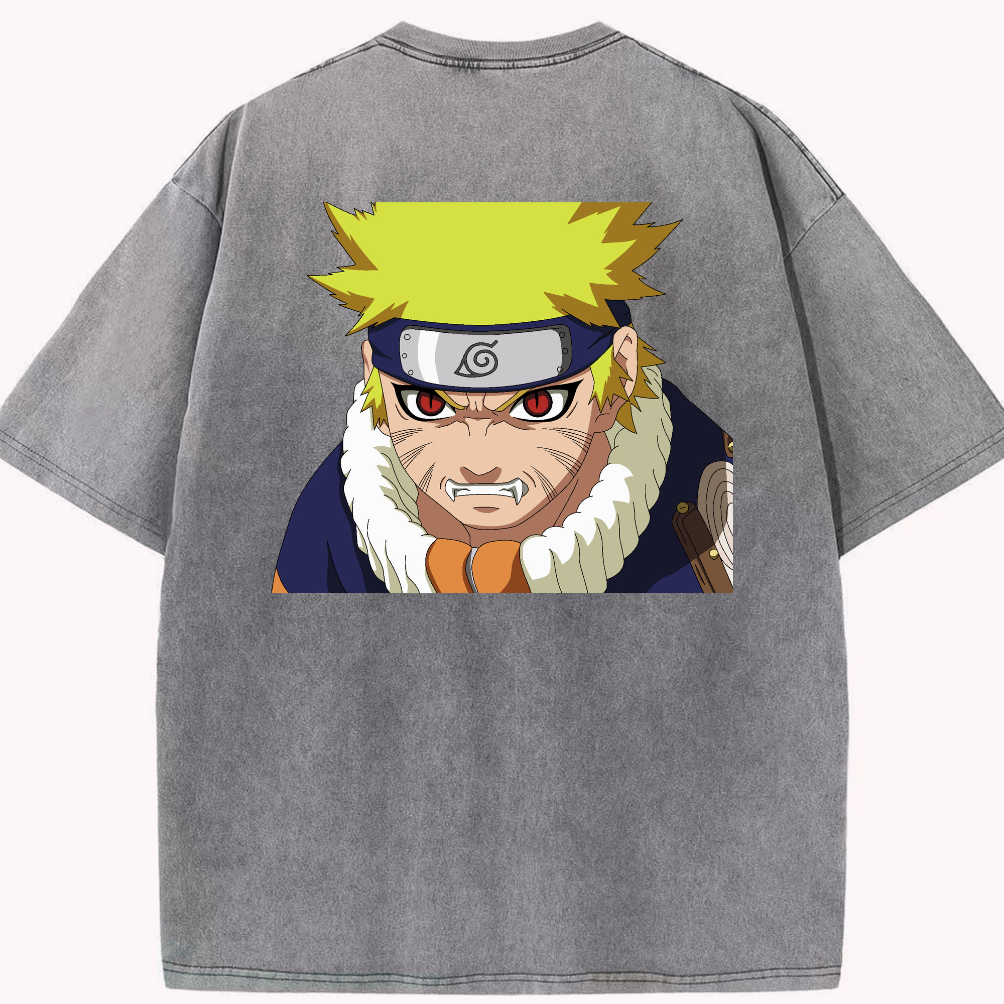 （画像用） NARUTO -ナルト- うずまき ナルト Uzumaki Naruto 綿100% ヴィンテージ風 半袖Tシャツ（背面プリント）