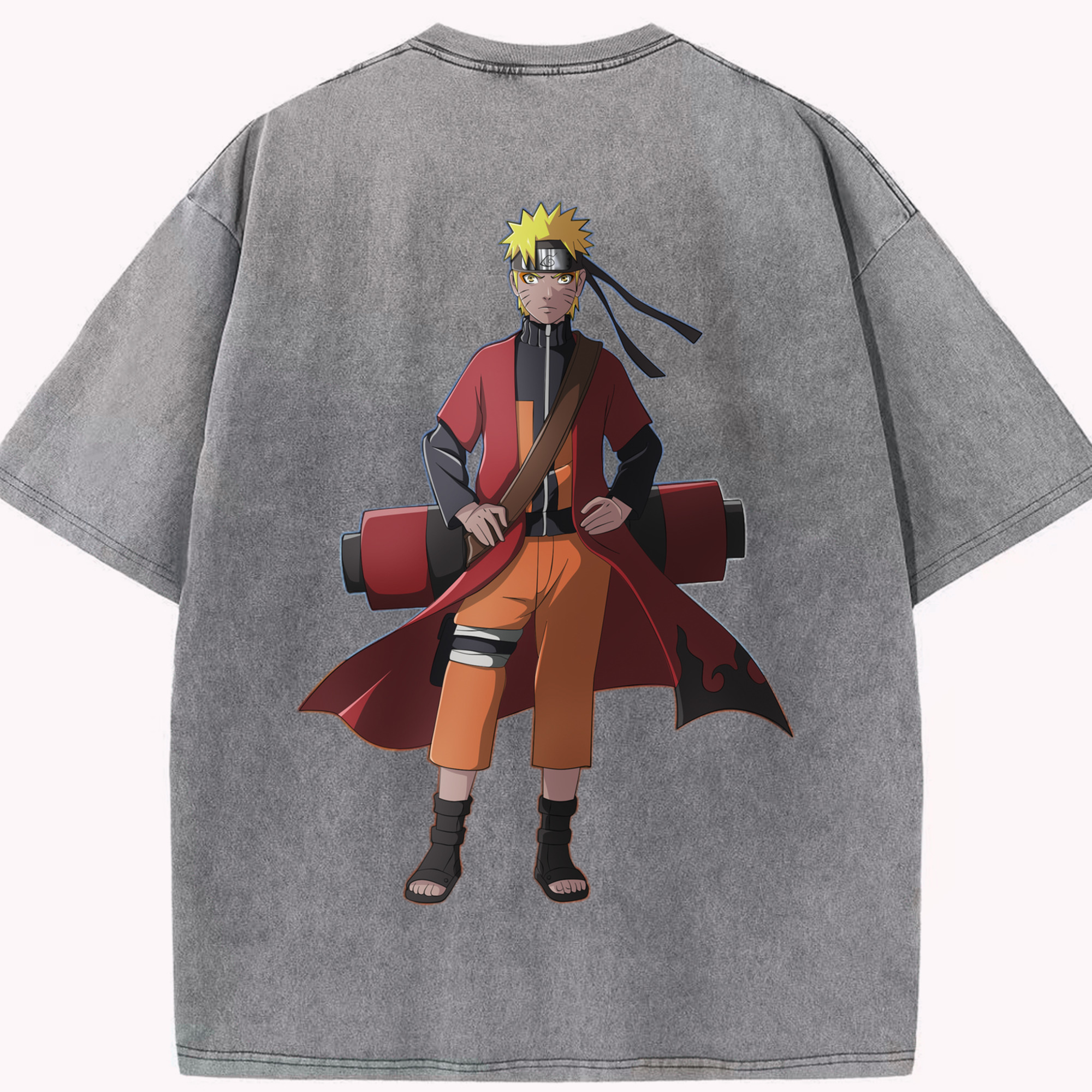 （画像用） NARUTO -ナルト- うずまき ナルト Uzumaki Naruto 綿100% ヴィンテージ風 半袖Tシャツ（背面プリント）