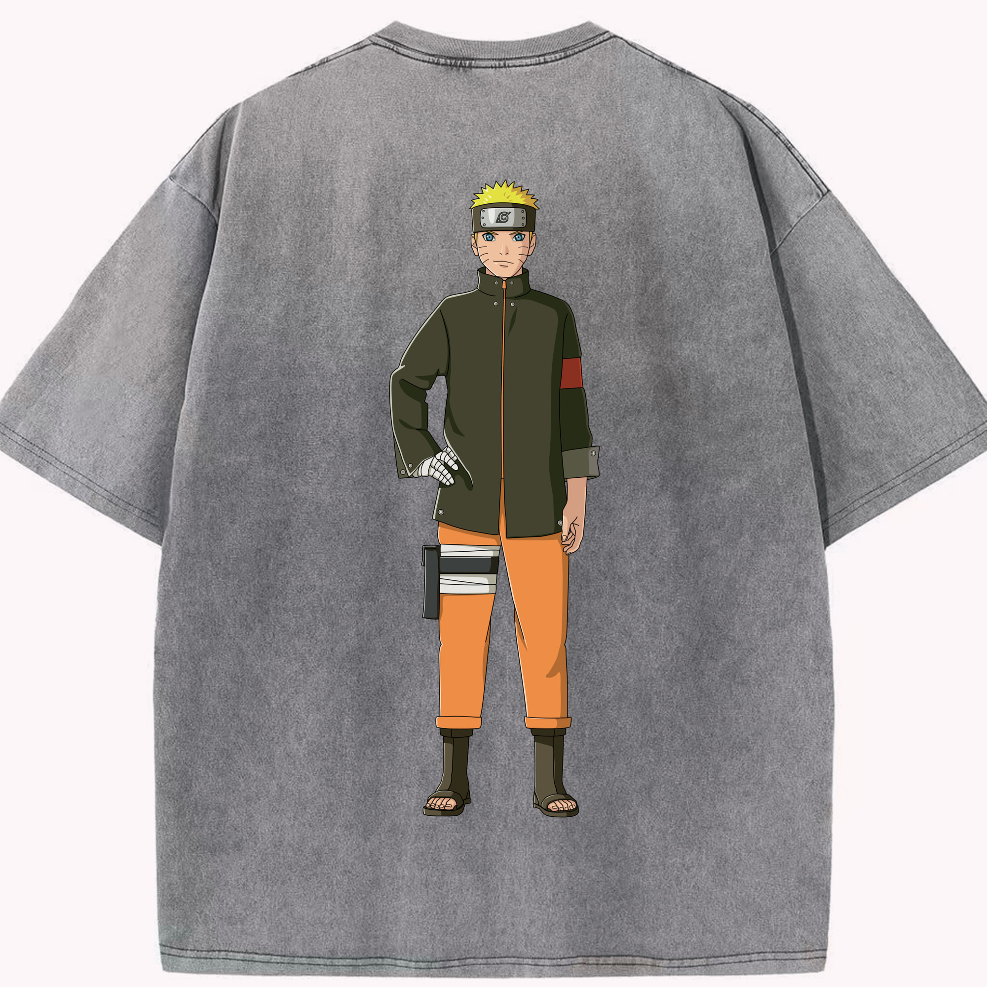 （画像用） NARUTO -ナルト- うずまき ナルト Uzumaki Naruto 綿100% ヴィンテージ風 半袖Tシャツ（背面プリント）