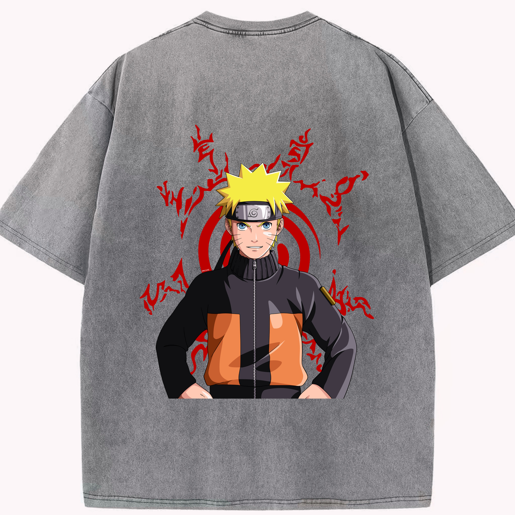 （画像用） NARUTO -ナルト- うずまき ナルト Uzumaki Naruto 綿100% ヴィンテージ風 半袖Tシャツ（背面プリント）