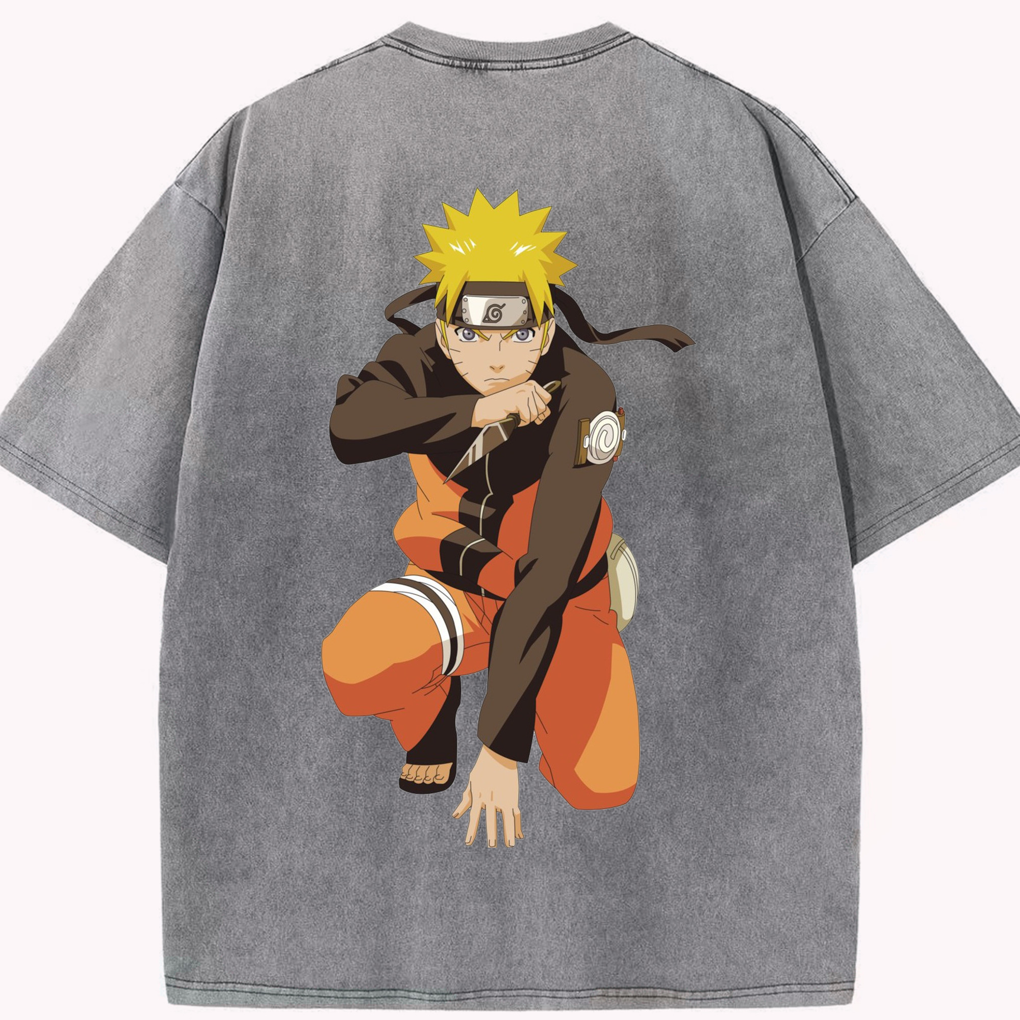（画像用） NARUTO -ナルト- うずまき ナルト Uzumaki Naruto 綿100% ヴィンテージ風 半袖Tシャツ（背面プリント）
