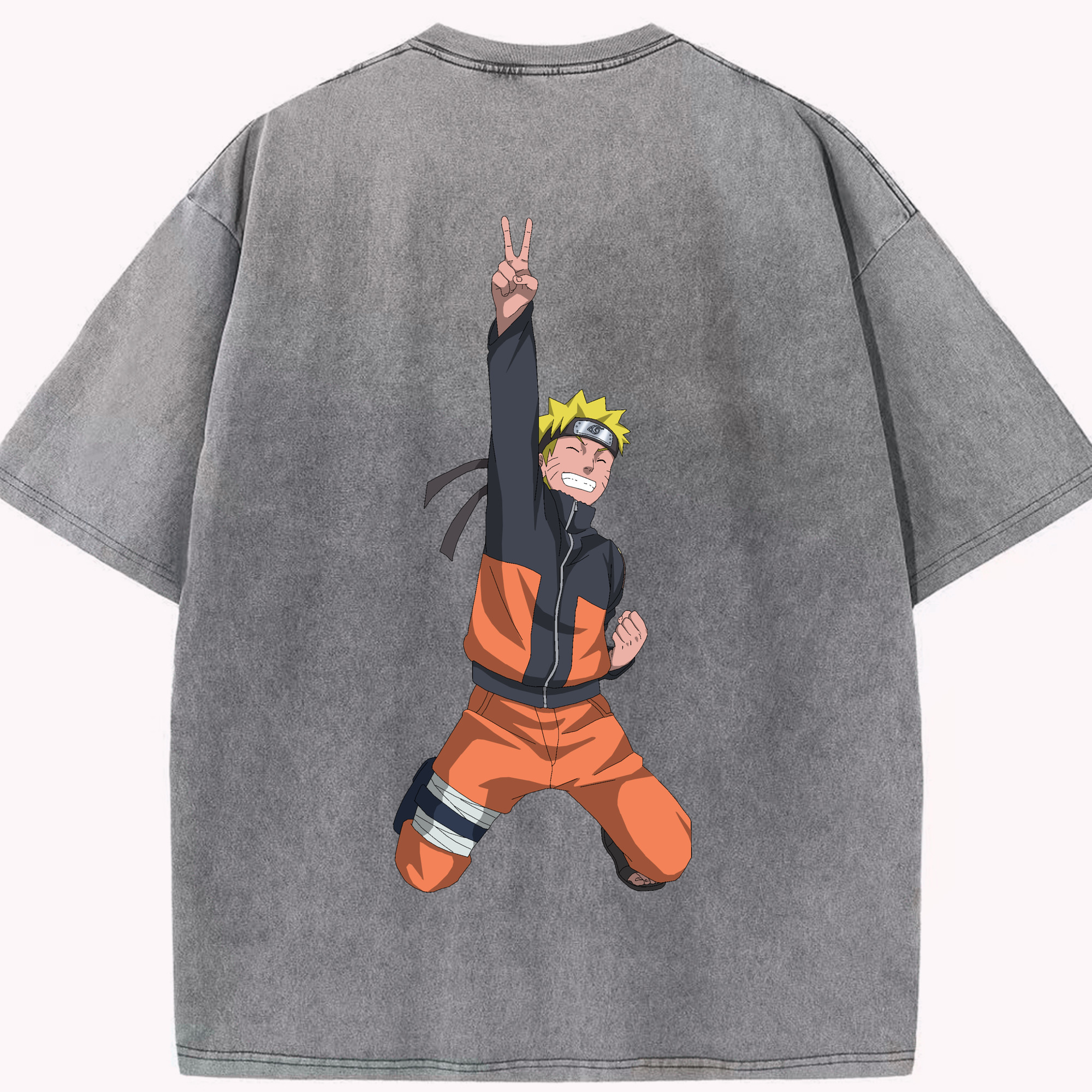 （画像用） NARUTO -ナルト- うずまき ナルト Uzumaki Naruto 綿100% ヴィンテージ風 半袖Tシャツ（背面プリント）