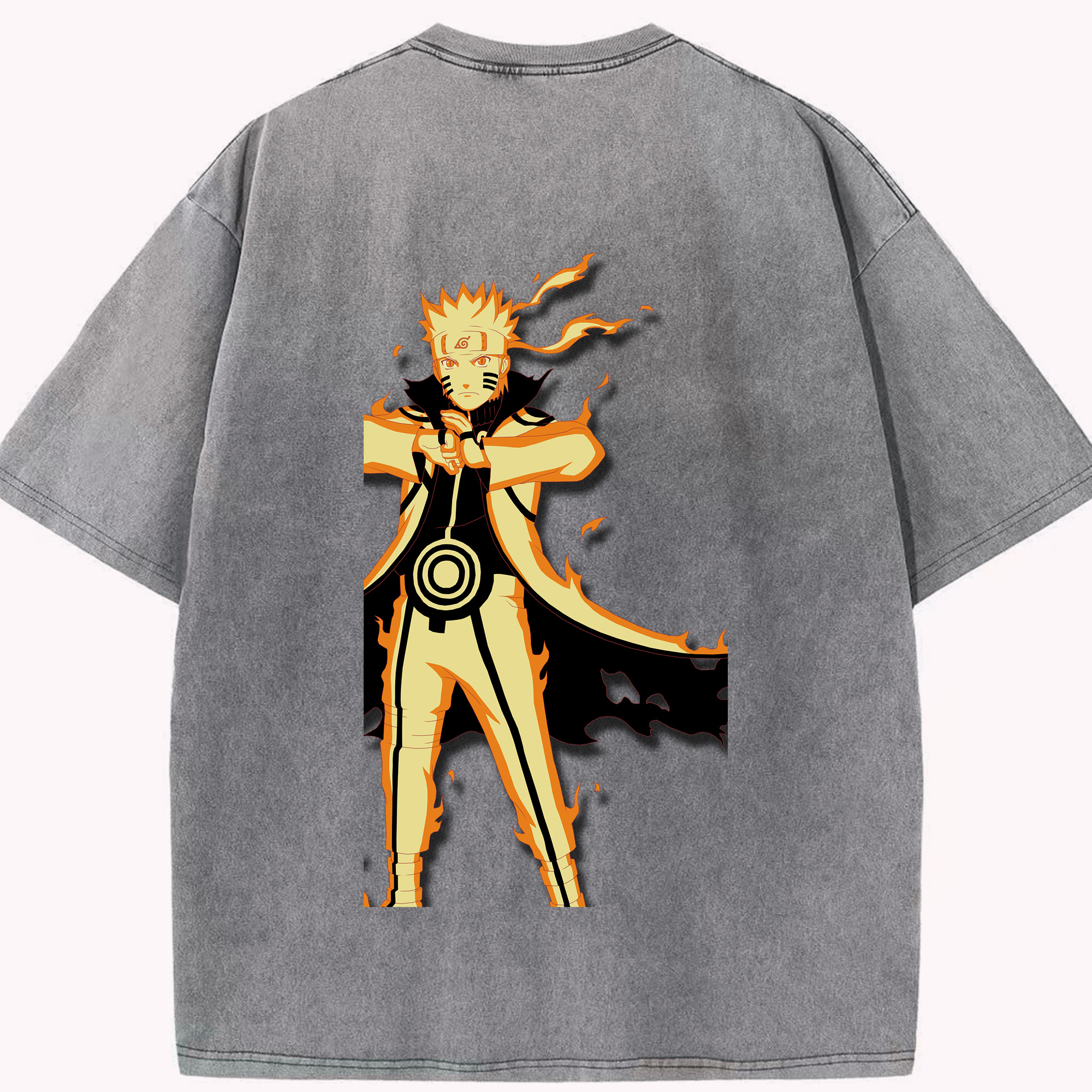 （画像用） NARUTO -ナルト- うずまき ナルト Uzumaki Naruto 綿100% ヴィンテージ風 半袖Tシャツ（背面プリント）