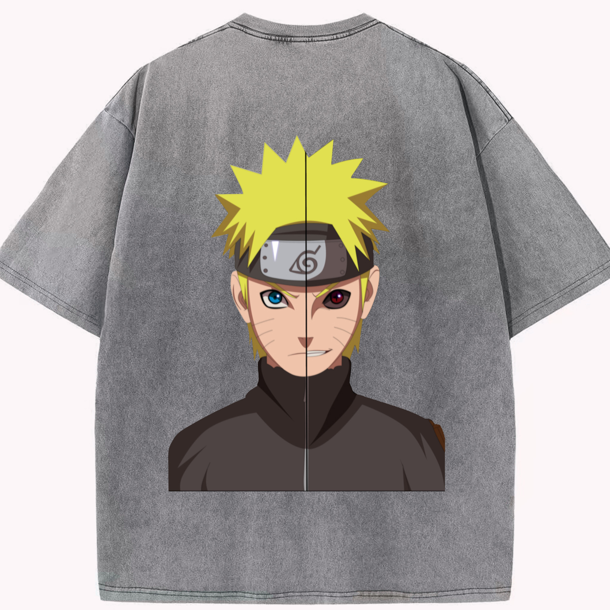 （画像用） NARUTO -ナルト- うずまき ナルト Uzumaki Naruto 綿100% ヴィンテージ風 半袖Tシャツ（背面プリント）