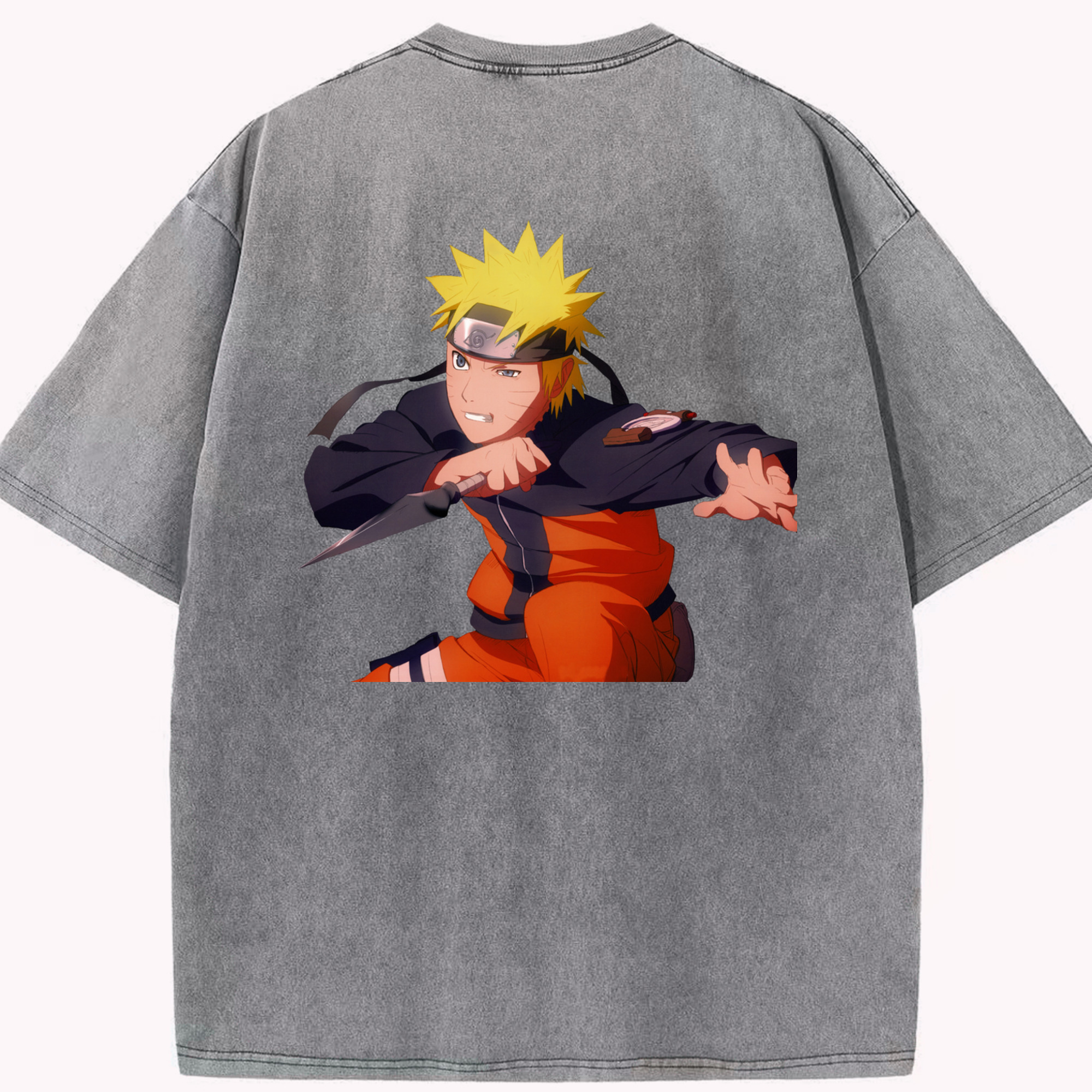 （画像用） NARUTO -ナルト- うずまき ナルト Uzumaki Naruto 綿100% ヴィンテージ風 半袖Tシャツ（背面プリント）