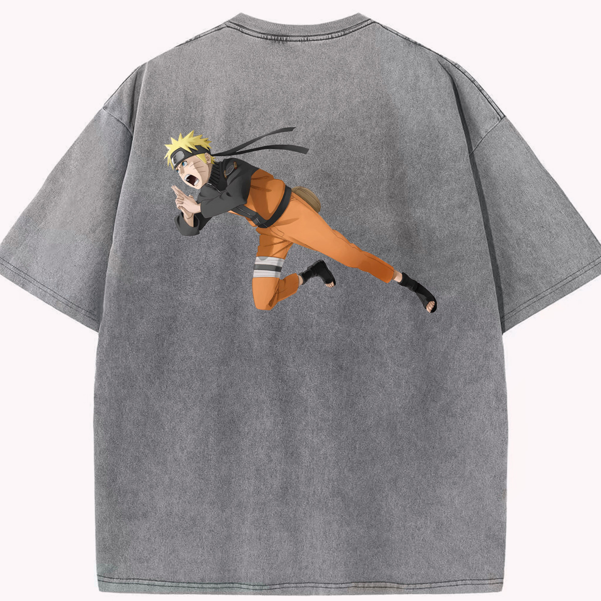 （画像用） NARUTO -ナルト- うずまき ナルト Uzumaki Naruto 綿100% ヴィンテージ風 半袖Tシャツ（背面プリント）