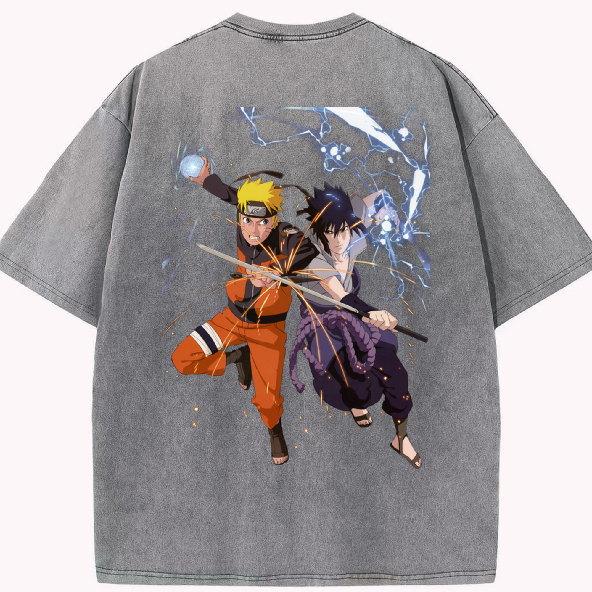 （画像用） NARUTO -ナルト- うずまき ナルト Uzumaki Naruto 綿100% ヴィンテージ風 半袖Tシャツ（背面プリント）