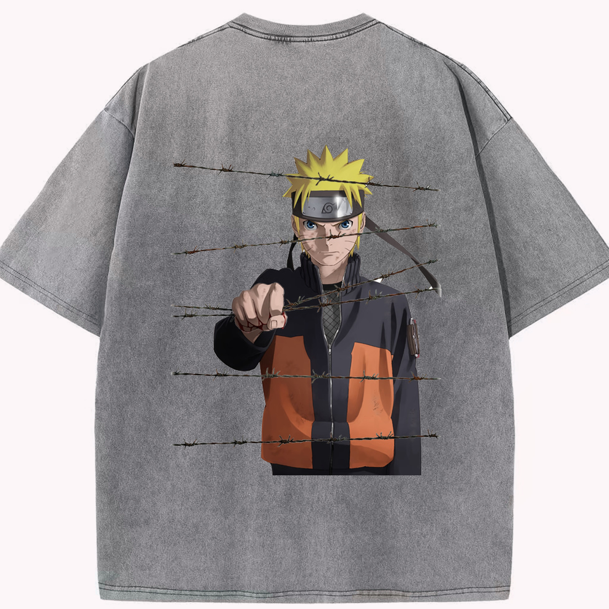 （画像用） NARUTO -ナルト- うずまき ナルト Uzumaki Naruto 綿100% ヴィンテージ風 半袖Tシャツ（背面プリント）