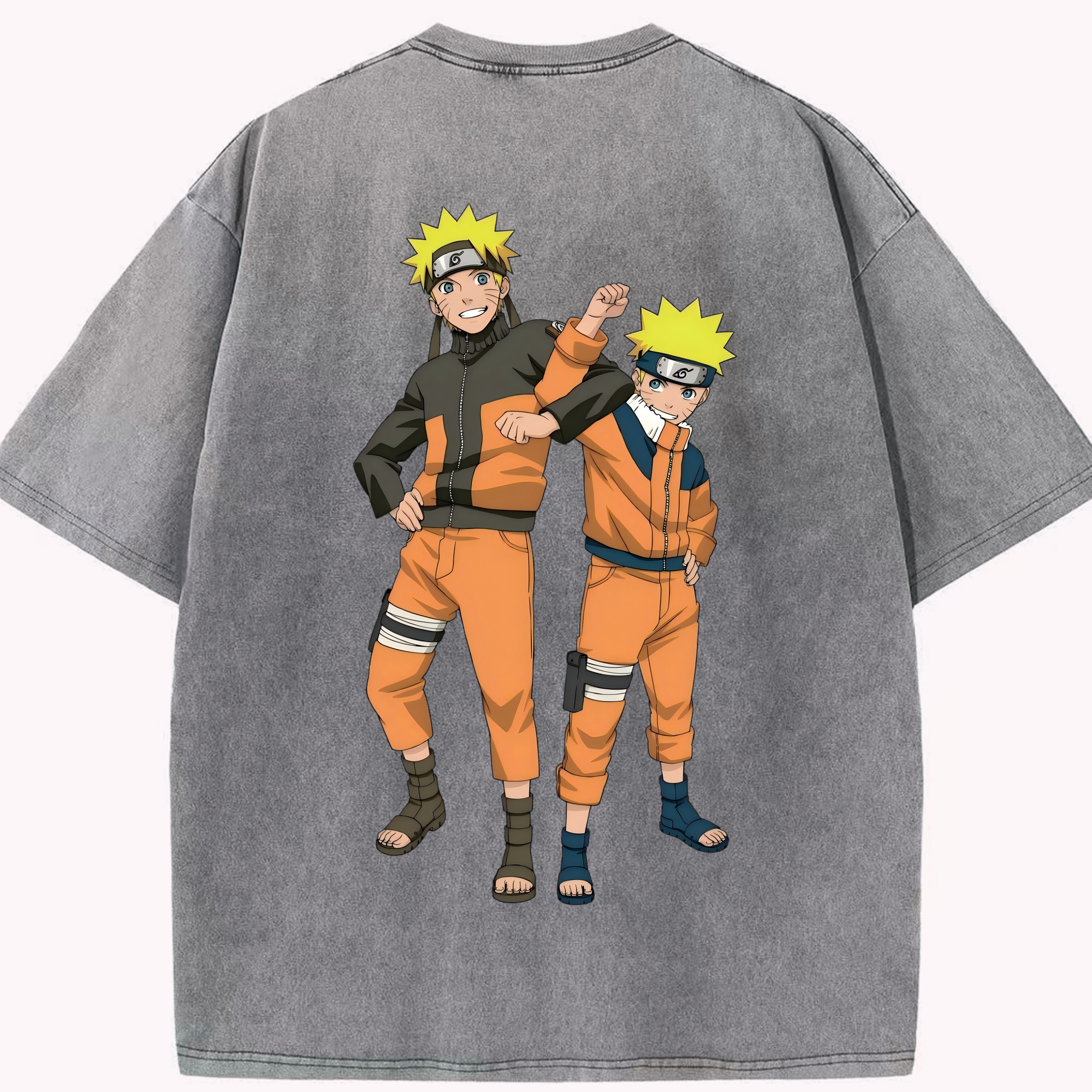 （画像用） NARUTO -ナルト- うずまき ナルト Uzumaki Naruto 綿100% ヴィンテージ風 半袖Tシャツ（背面プリント）