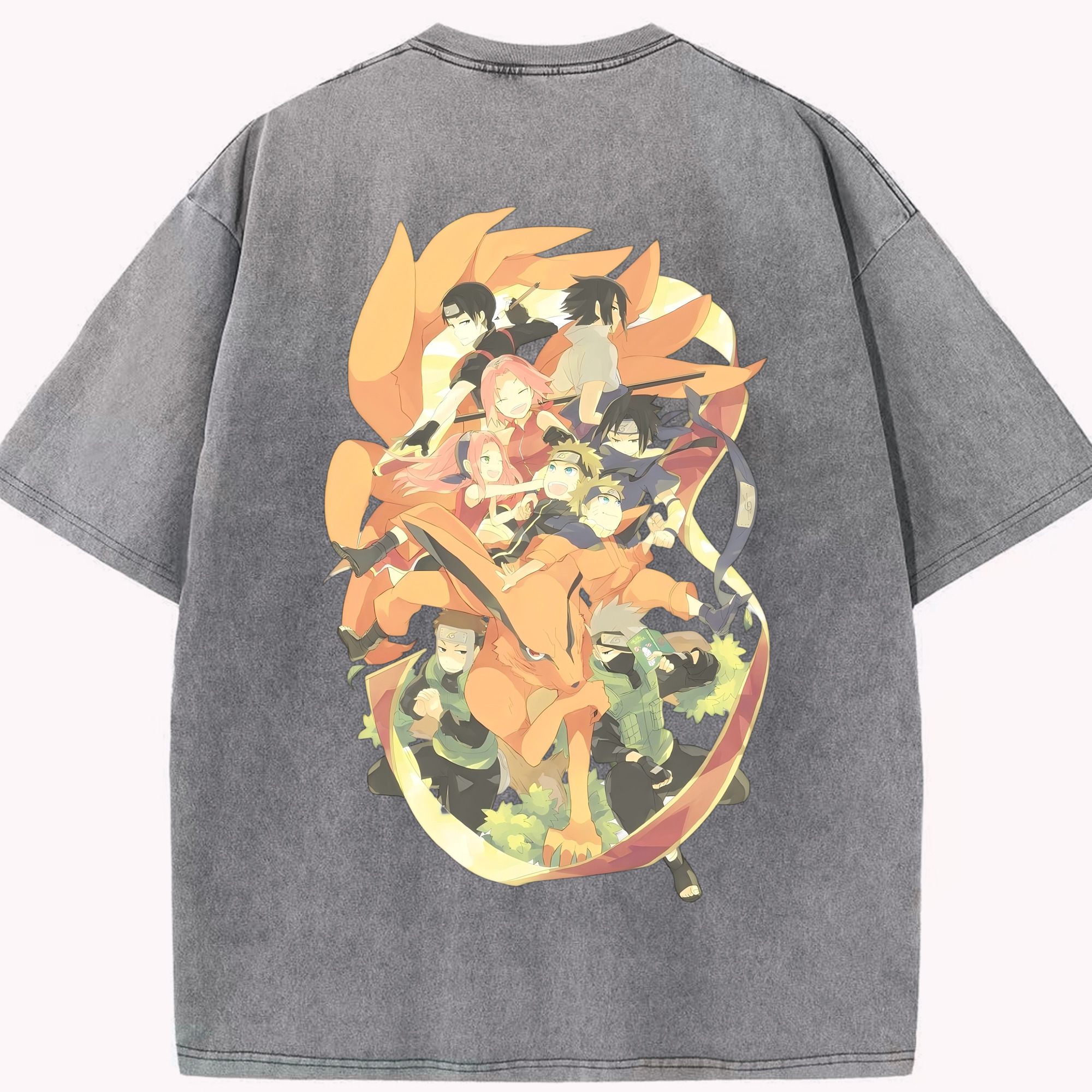 （画像用） NARUTO -ナルト- うずまき ナルト Uzumaki Naruto 綿100% ヴィンテージ風 半袖Tシャツ（背面プリント）