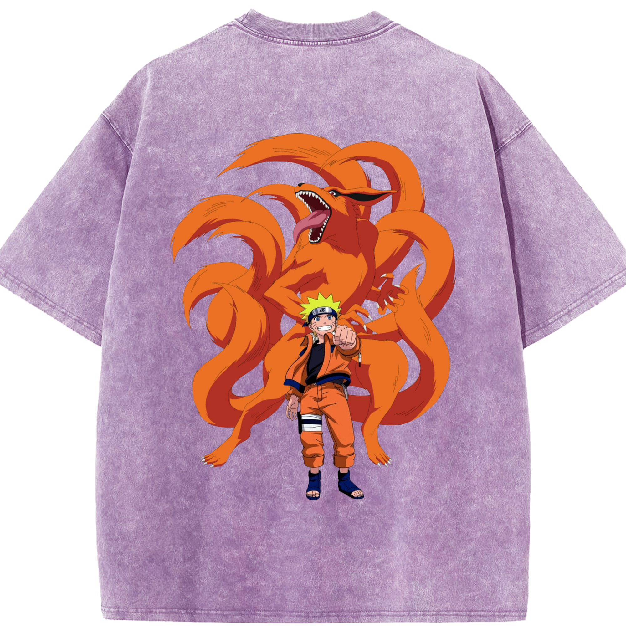 （画像用） NARUTO -ナルト- うずまき ナルト Uzumaki Naruto 綿100% ヴィンテージ風 半袖Tシャツ（背面プリント）