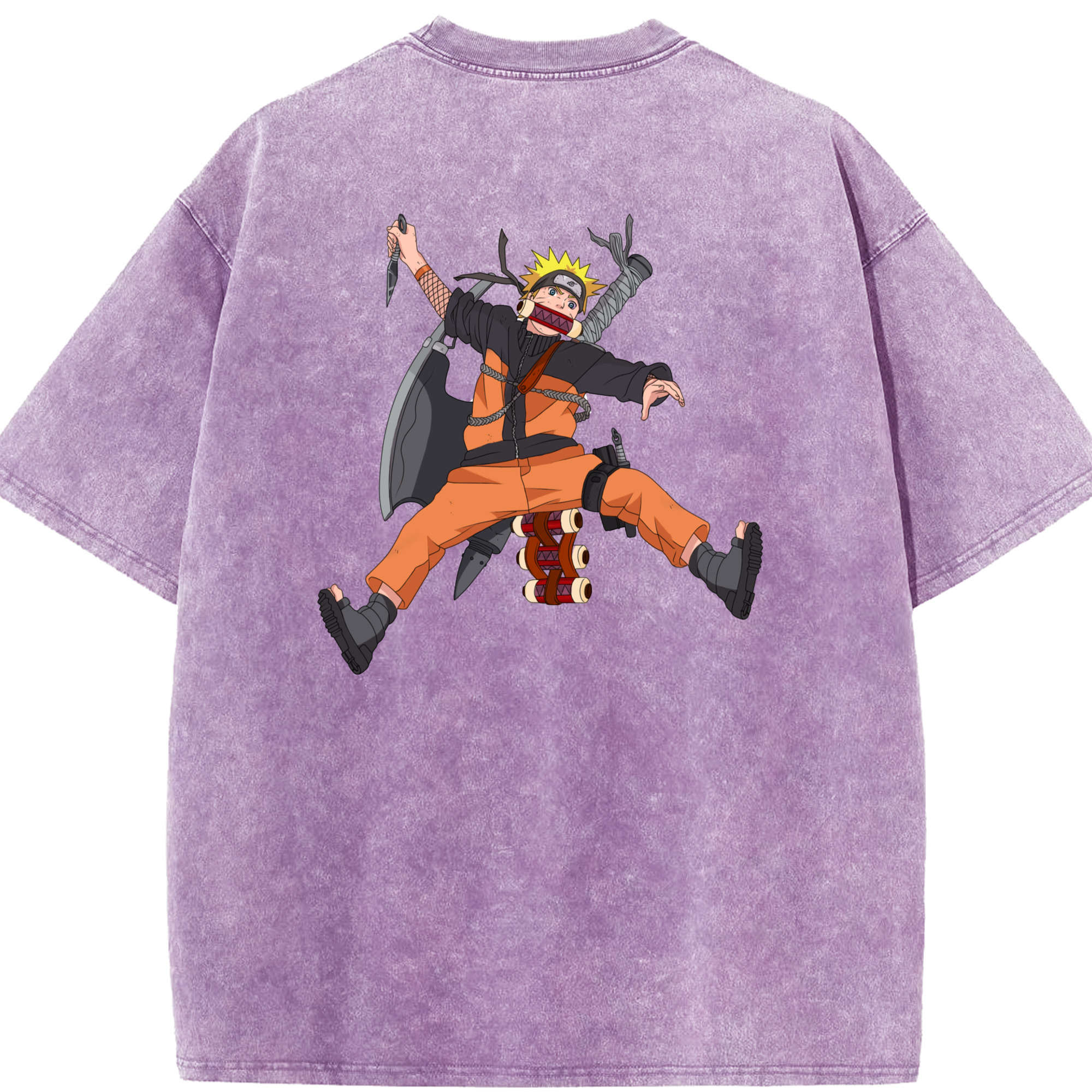 （画像用） NARUTO -ナルト- うずまき ナルト Uzumaki Naruto 綿100% ヴィンテージ風 半袖Tシャツ（背面プリント）