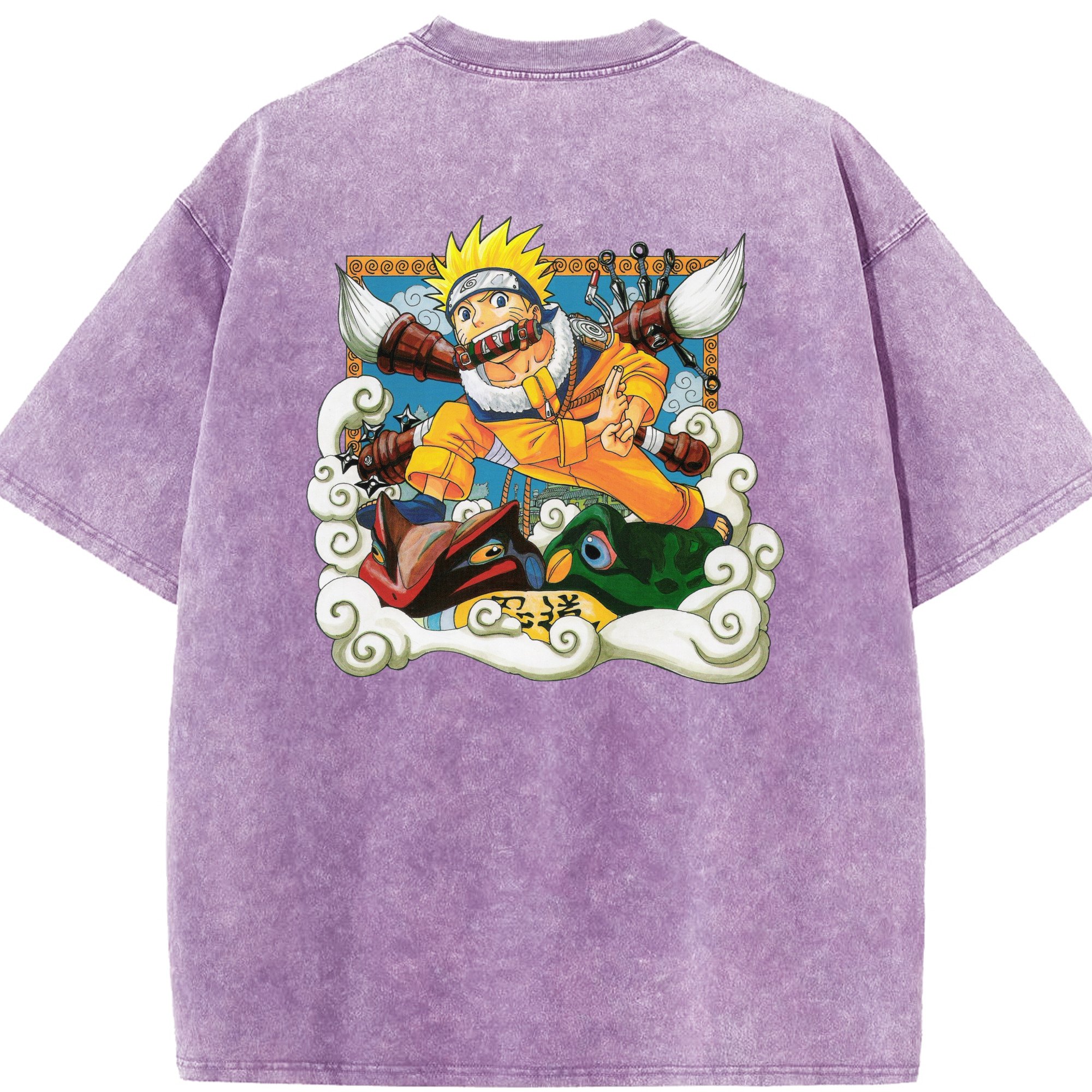 （画像用） NARUTO -ナルト- うずまき ナルト Uzumaki Naruto 綿100% ヴィンテージ風 半袖Tシャツ（背面プリント）