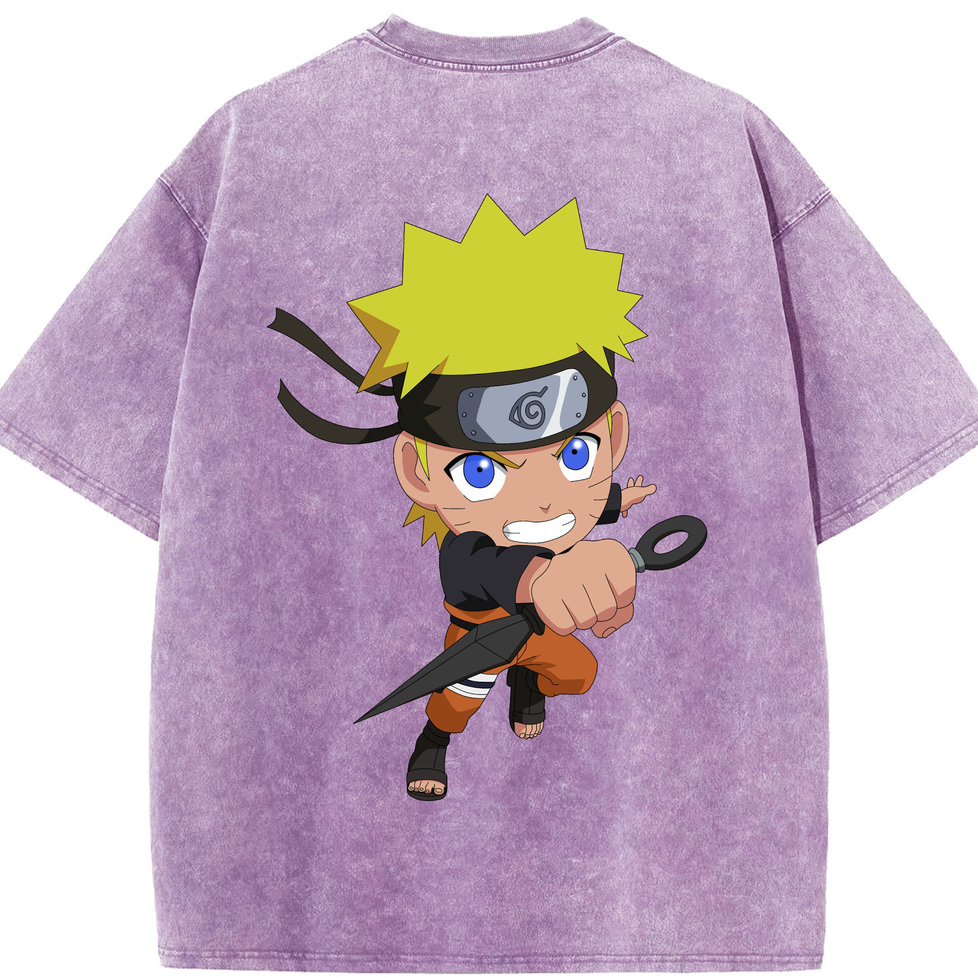 （画像用） NARUTO -ナルト- うずまき ナルト Uzumaki Naruto 綿100% ヴィンテージ風 半袖Tシャツ（背面プリント）