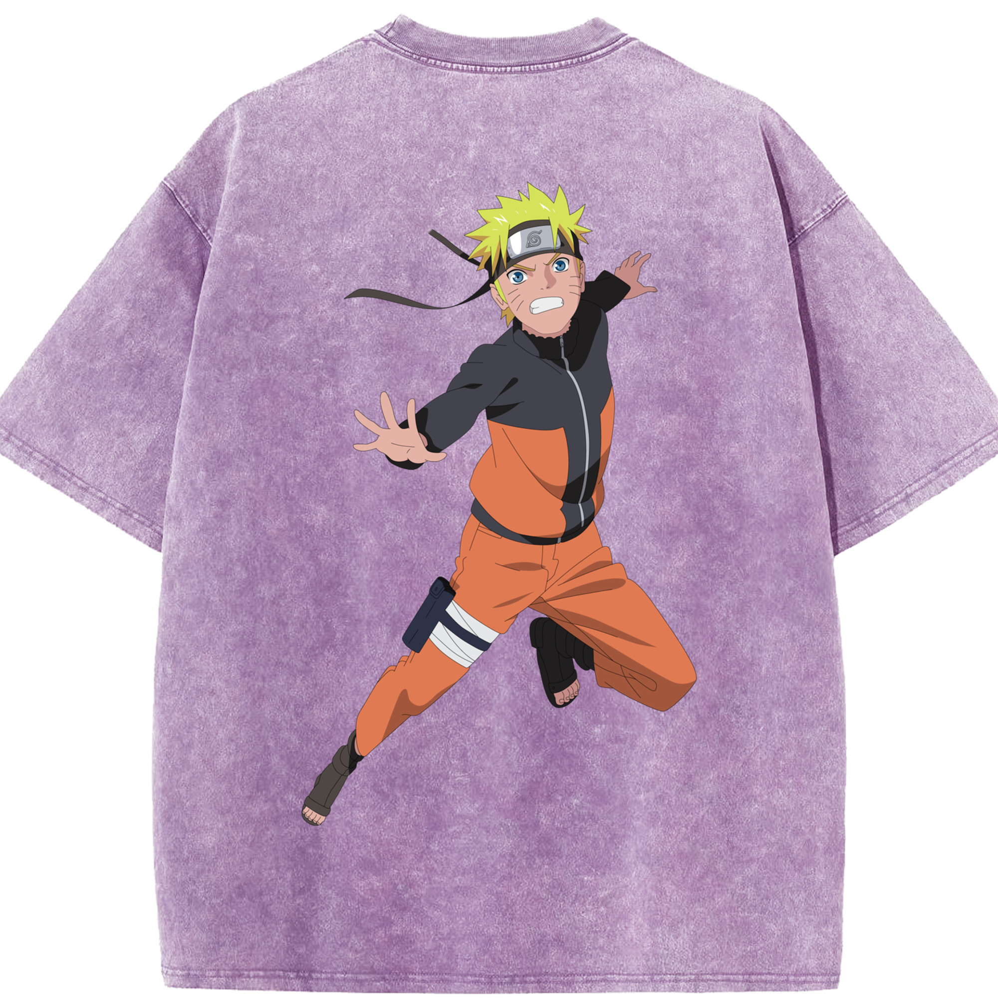 （画像用） NARUTO -ナルト- うずまき ナルト Uzumaki Naruto 綿100% ヴィンテージ風 半袖Tシャツ（背面プリント）