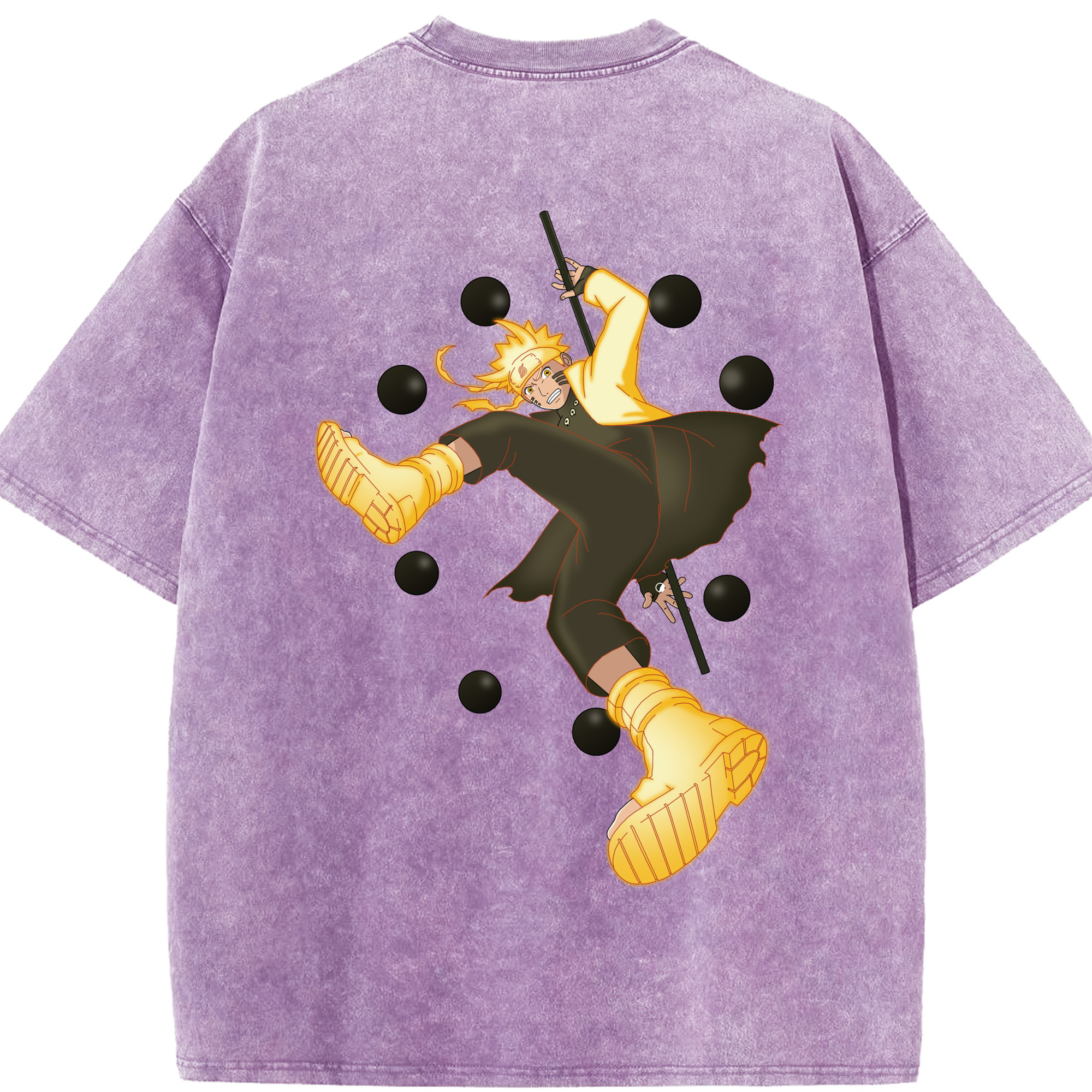 （画像用） NARUTO -ナルト- うずまき ナルト Uzumaki Naruto 綿100% ヴィンテージ風 半袖Tシャツ（背面プリント）