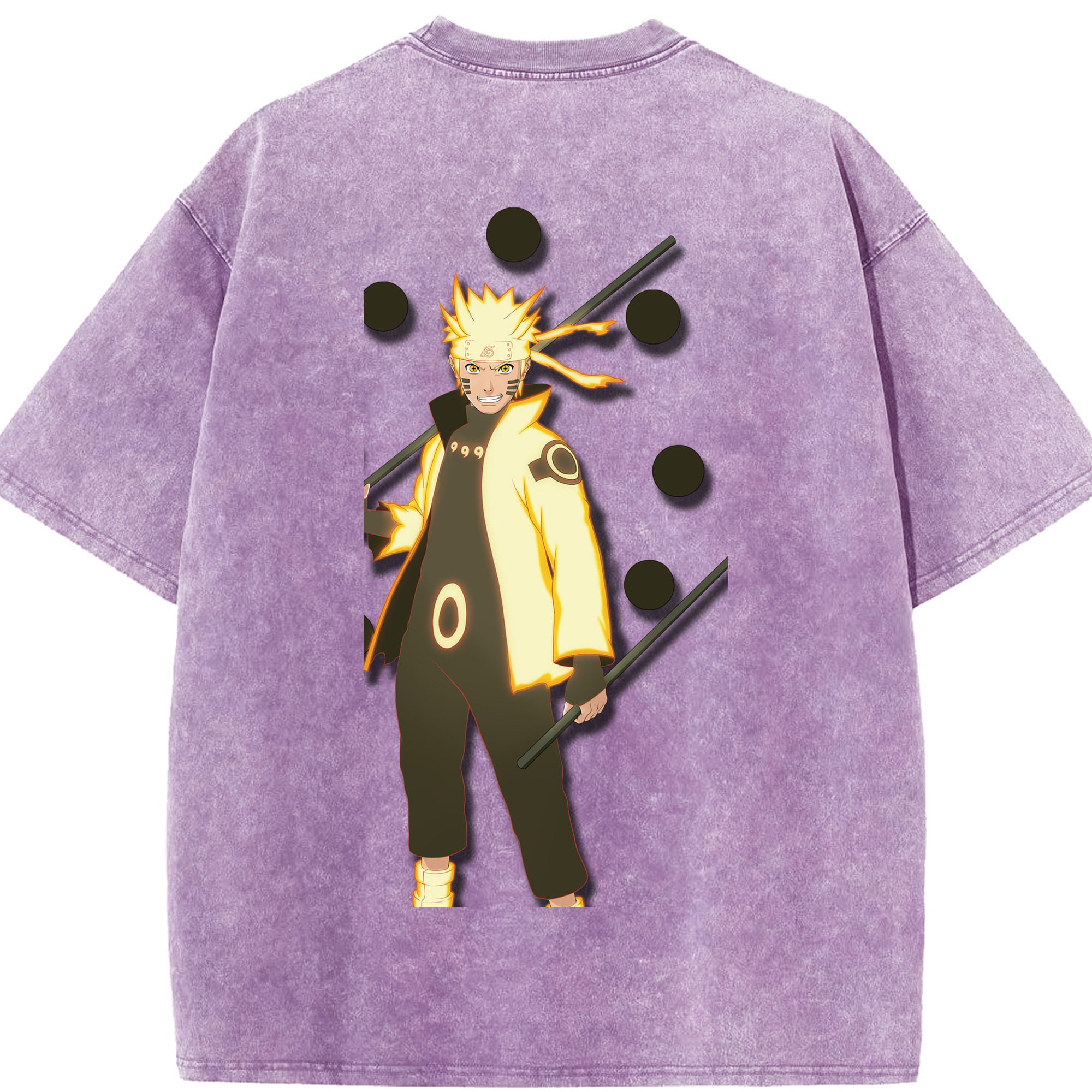 （画像用） NARUTO -ナルト- うずまき ナルト Uzumaki Naruto 綿100% ヴィンテージ風 半袖Tシャツ（背面プリント）
