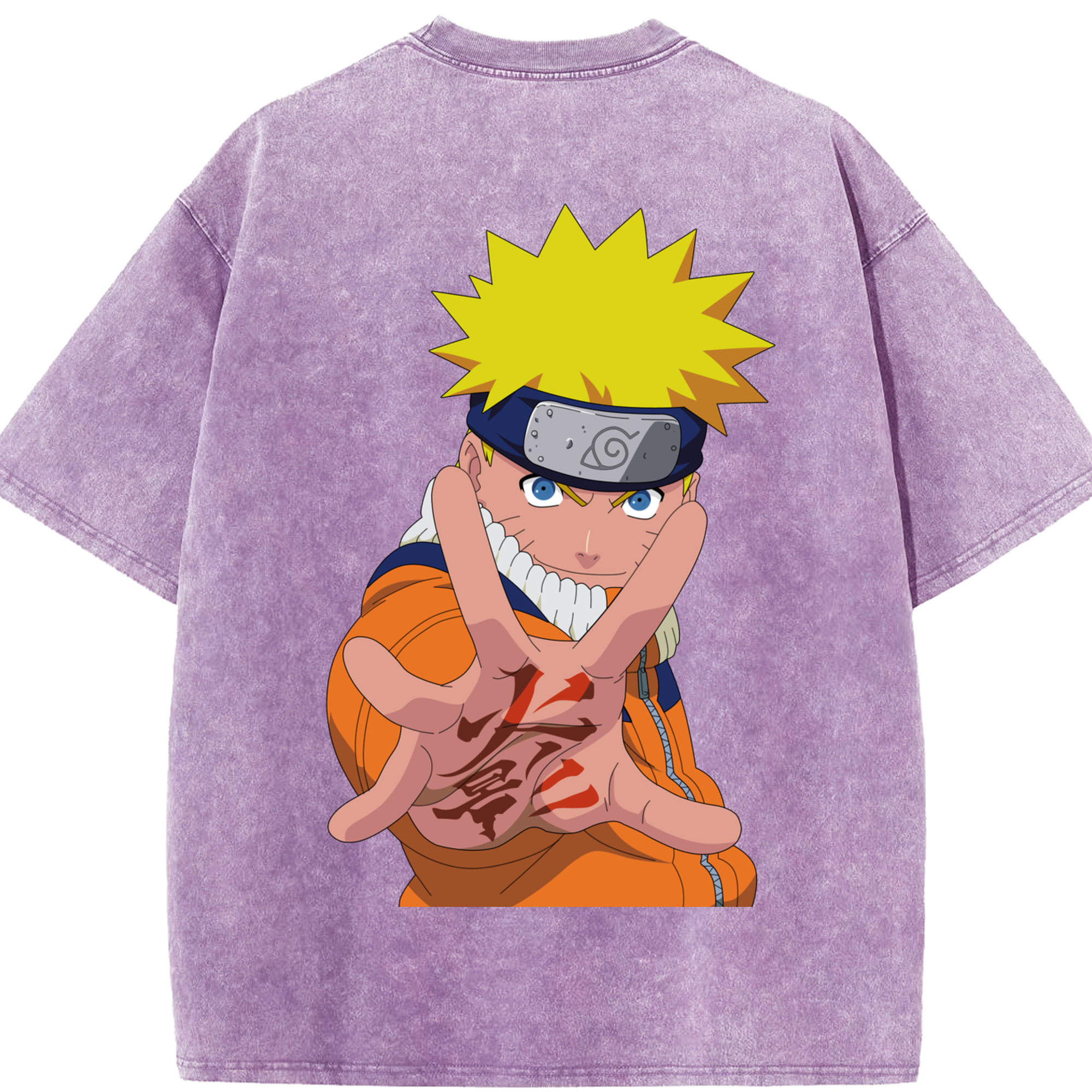 （画像用） NARUTO -ナルト- うずまき ナルト Uzumaki Naruto 綿100% ヴィンテージ風 半袖Tシャツ（背面プリント）