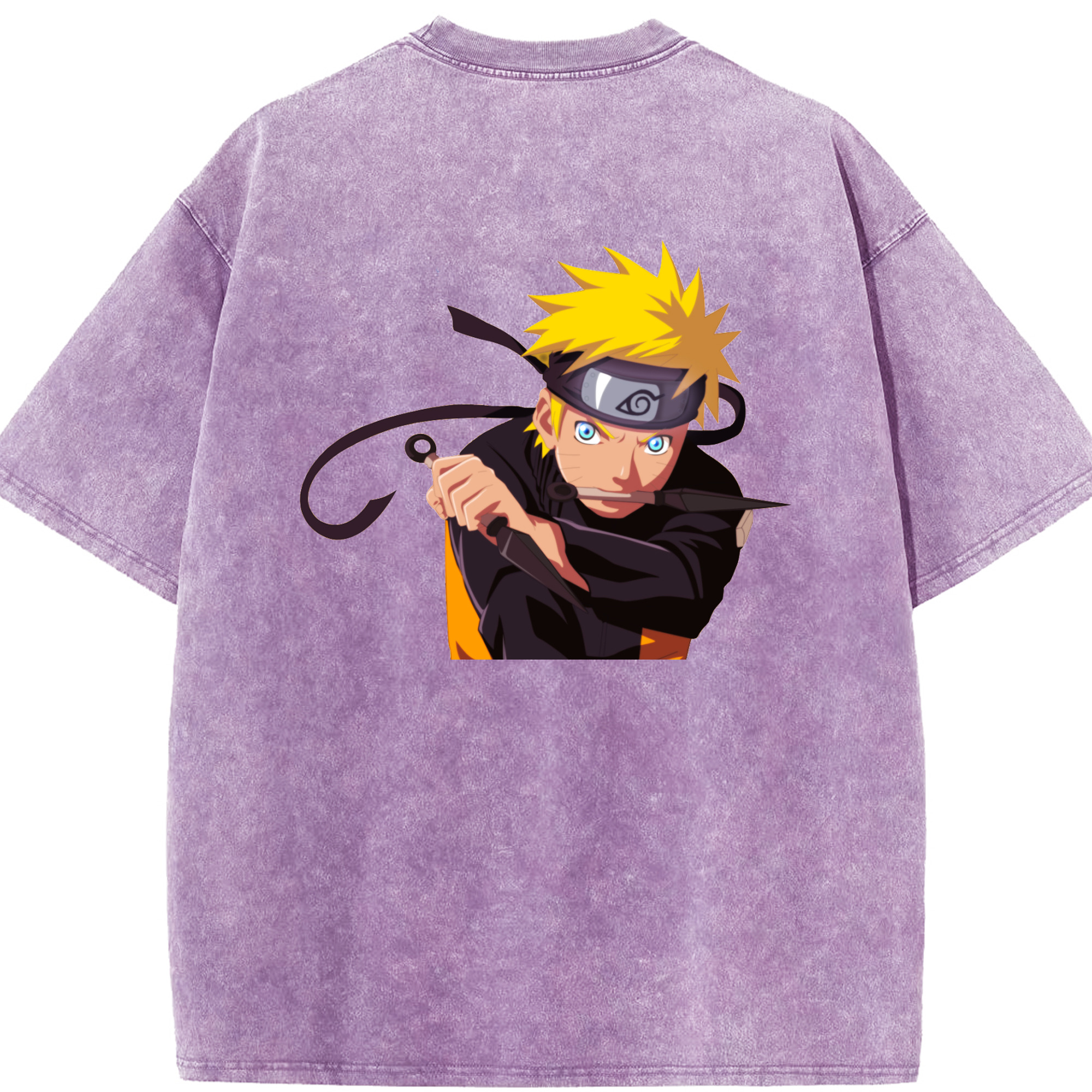 （画像用） NARUTO -ナルト- うずまき ナルト Uzumaki Naruto 綿100% ヴィンテージ風 半袖Tシャツ（背面プリント）