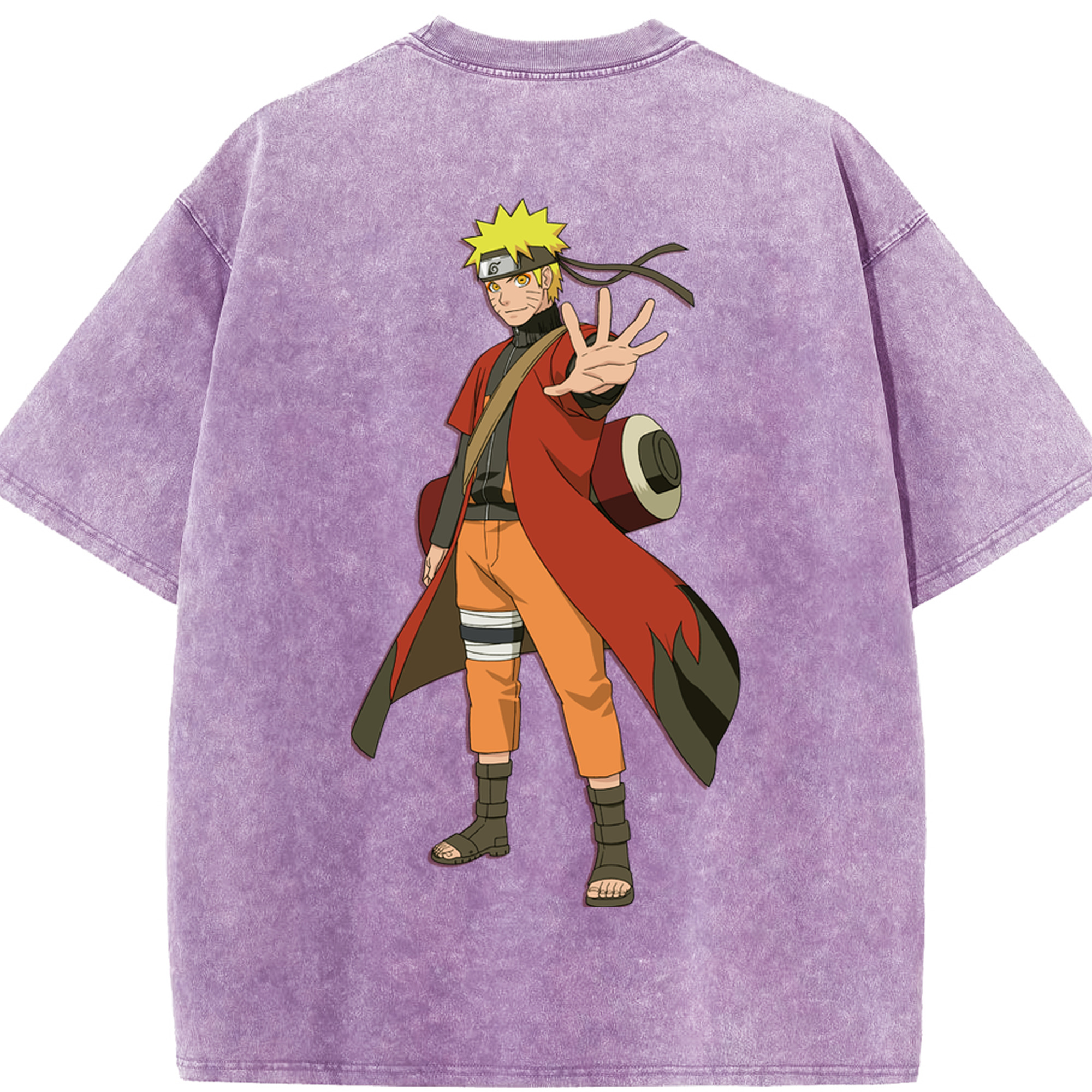 （画像用） NARUTO -ナルト- うずまき ナルト Uzumaki Naruto 綿100% ヴィンテージ風 半袖Tシャツ（背面プリント）