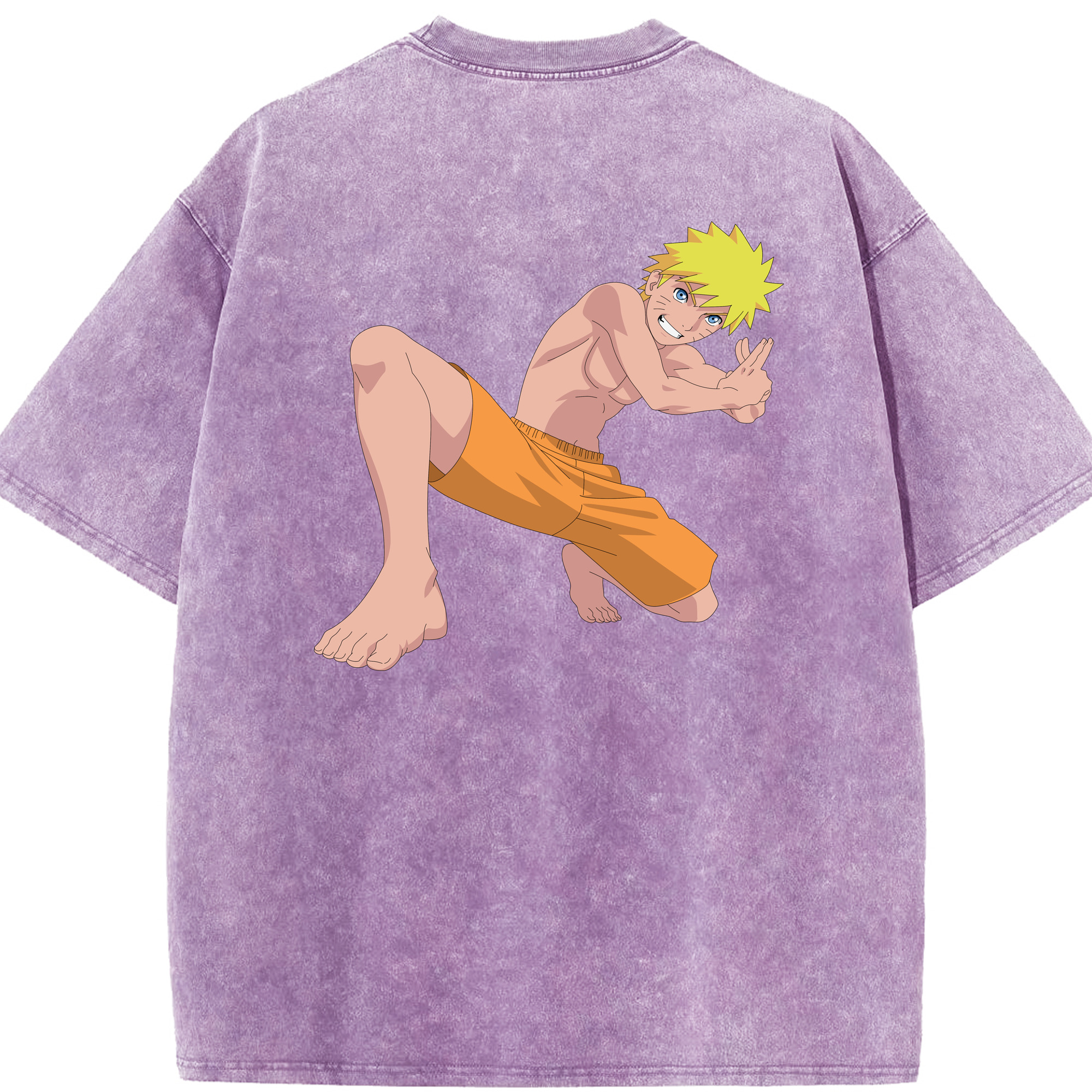 （画像用） NARUTO -ナルト- うずまき ナルト Uzumaki Naruto 綿100% ヴィンテージ風 半袖Tシャツ（背面プリント）