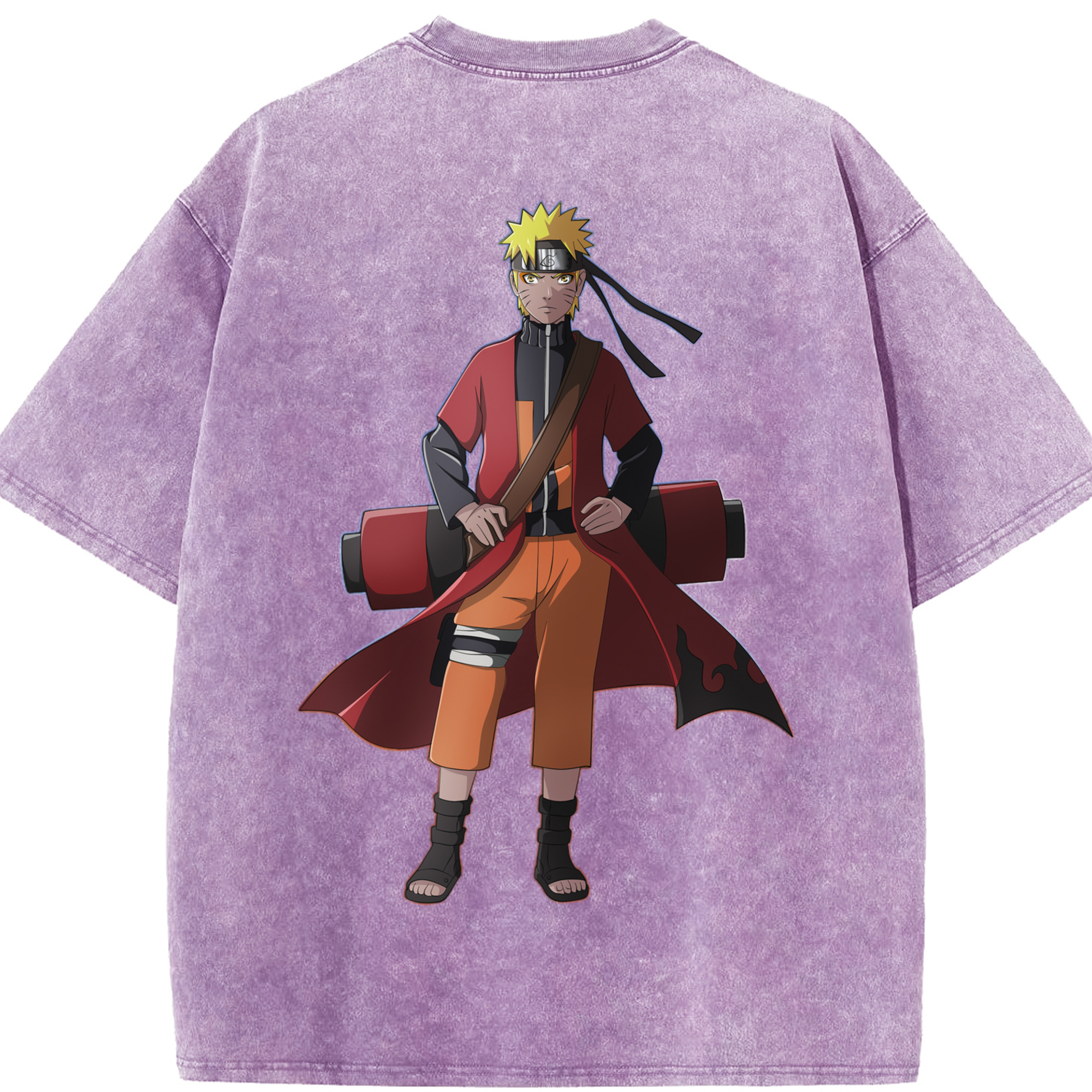 （画像用） NARUTO -ナルト- うずまき ナルト Uzumaki Naruto 綿100% ヴィンテージ風 半袖Tシャツ（背面プリント）