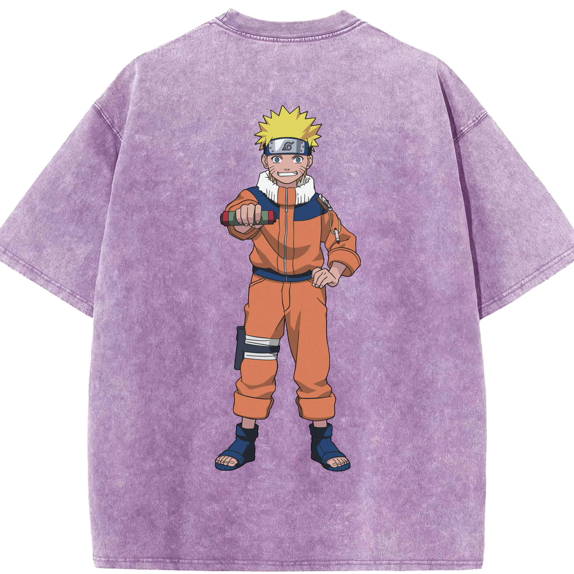 （画像用） NARUTO -ナルト- うずまき ナルト Uzumaki Naruto 綿100% ヴィンテージ風 半袖Tシャツ（背面プリント）