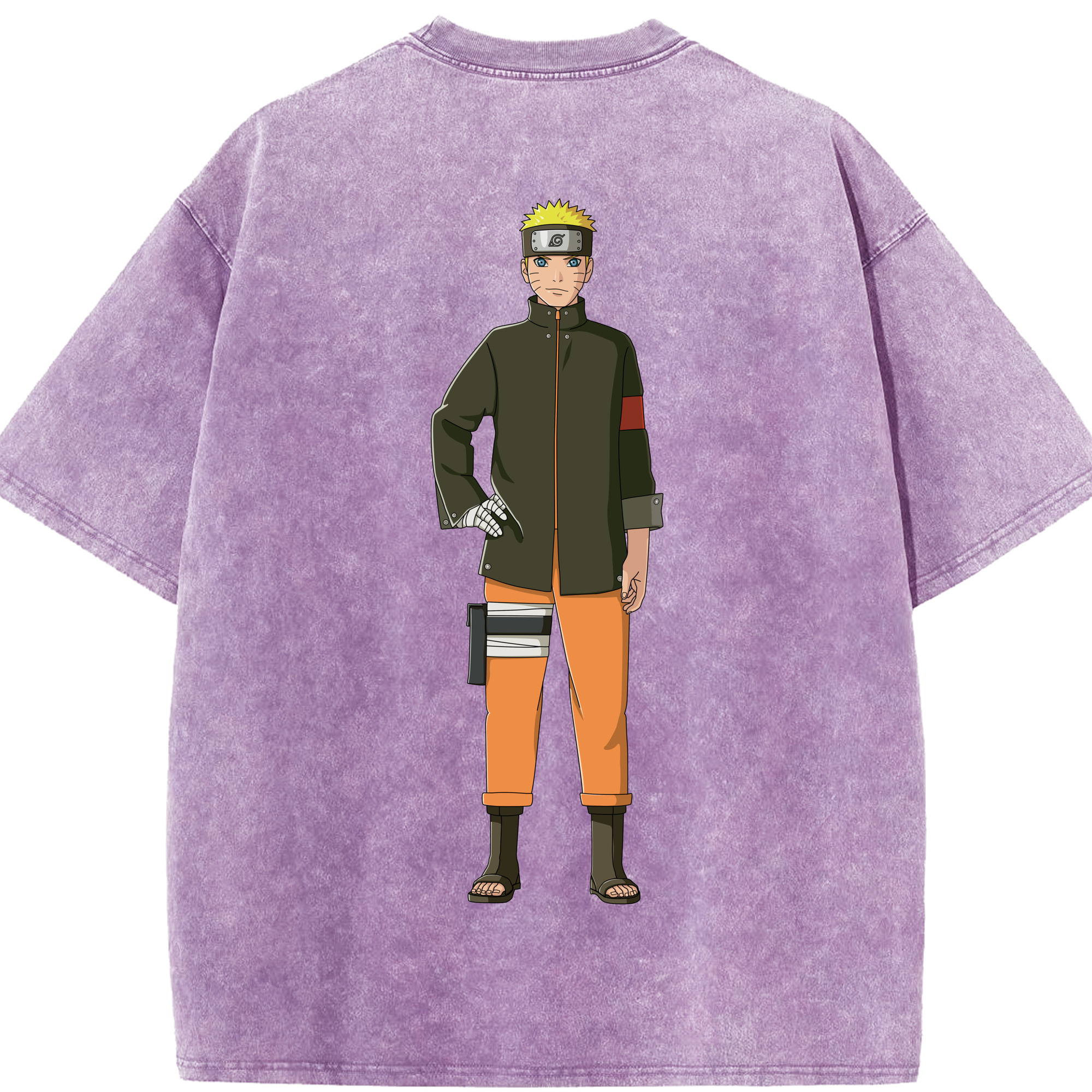 （画像用） NARUTO -ナルト- うずまき ナルト Uzumaki Naruto 綿100% ヴィンテージ風 半袖Tシャツ（背面プリント）