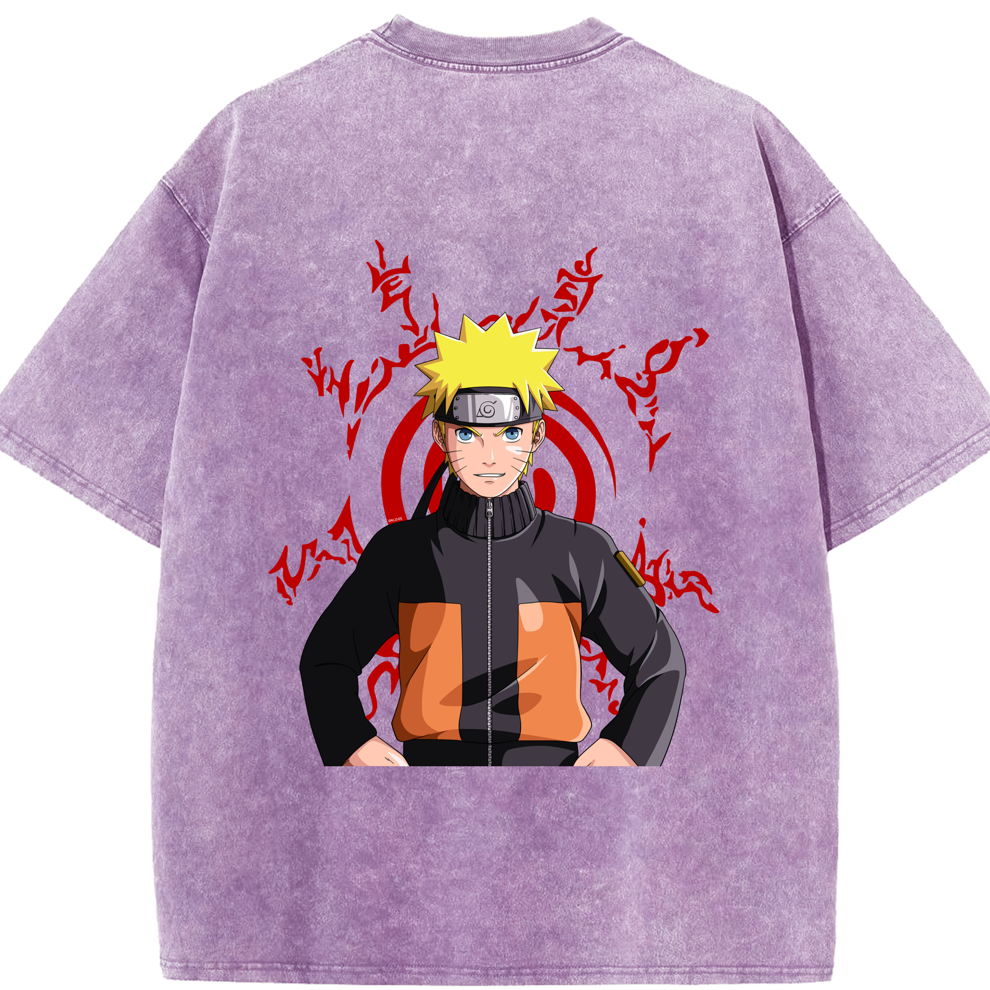 （画像用） NARUTO -ナルト- うずまき ナルト Uzumaki Naruto 綿100% ヴィンテージ風 半袖Tシャツ（背面プリント）