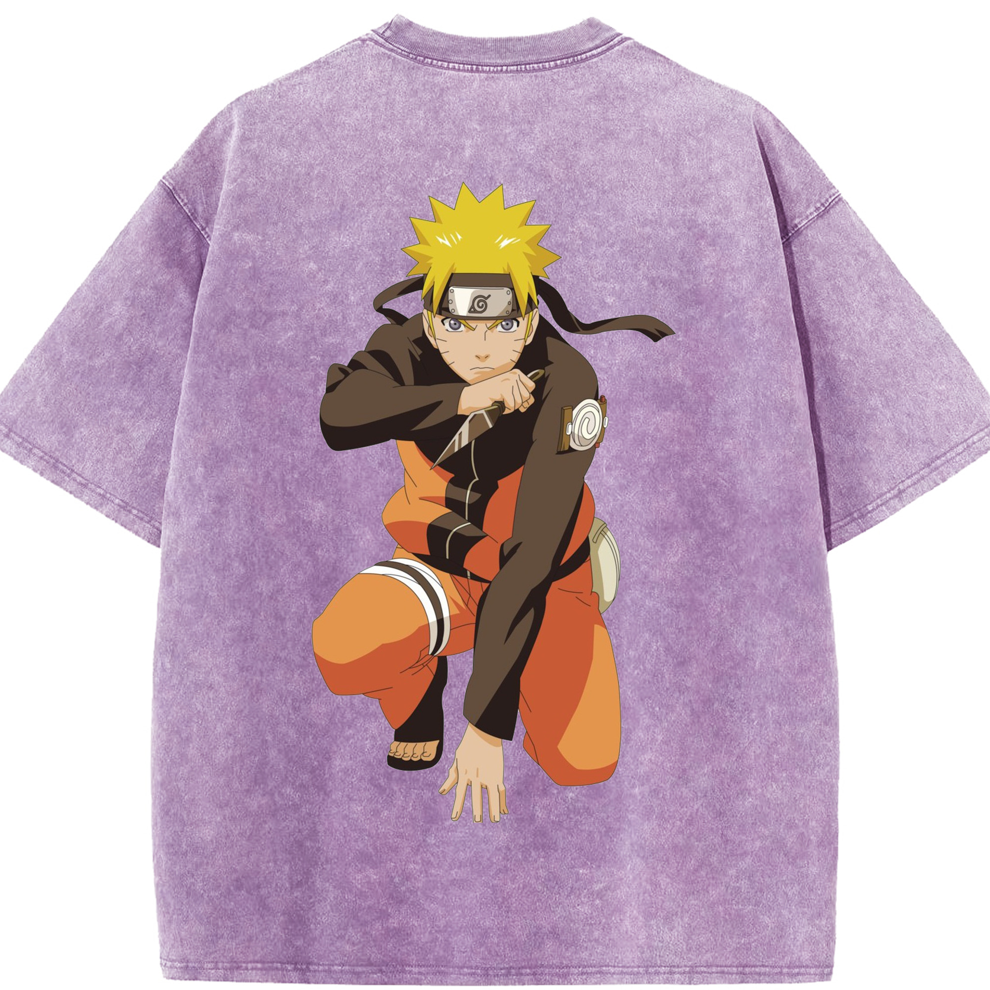 （画像用） NARUTO -ナルト- うずまき ナルト Uzumaki Naruto 綿100% ヴィンテージ風 半袖Tシャツ（背面プリント）