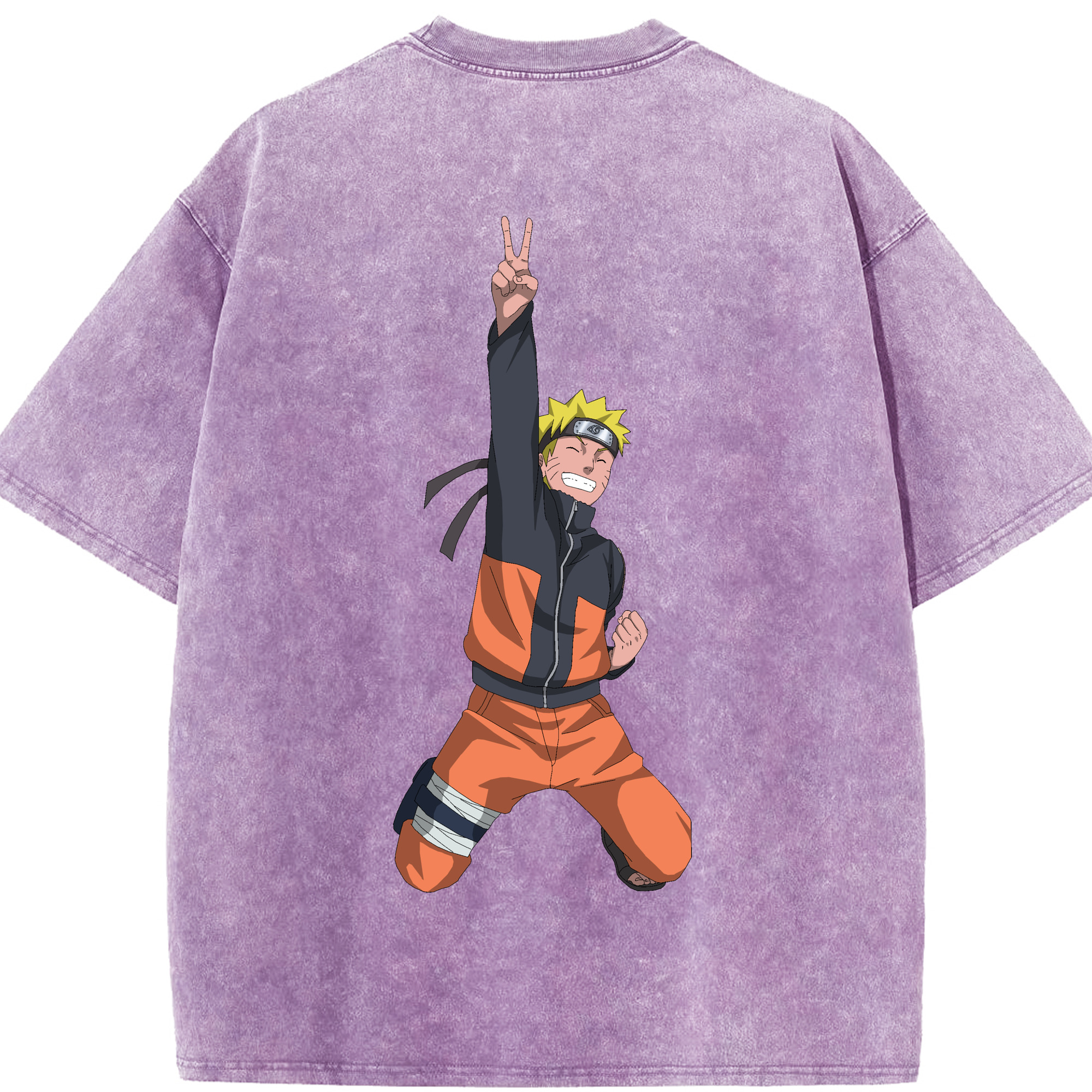 （画像用） NARUTO -ナルト- うずまき ナルト Uzumaki Naruto 綿100% ヴィンテージ風 半袖Tシャツ（背面プリント）