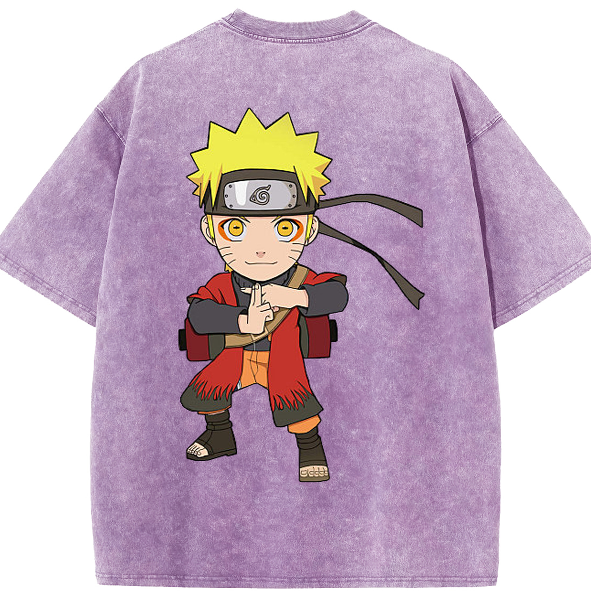 （画像用） NARUTO -ナルト- うずまき ナルト Uzumaki Naruto 綿100% ヴィンテージ風 半袖Tシャツ（背面プリント）