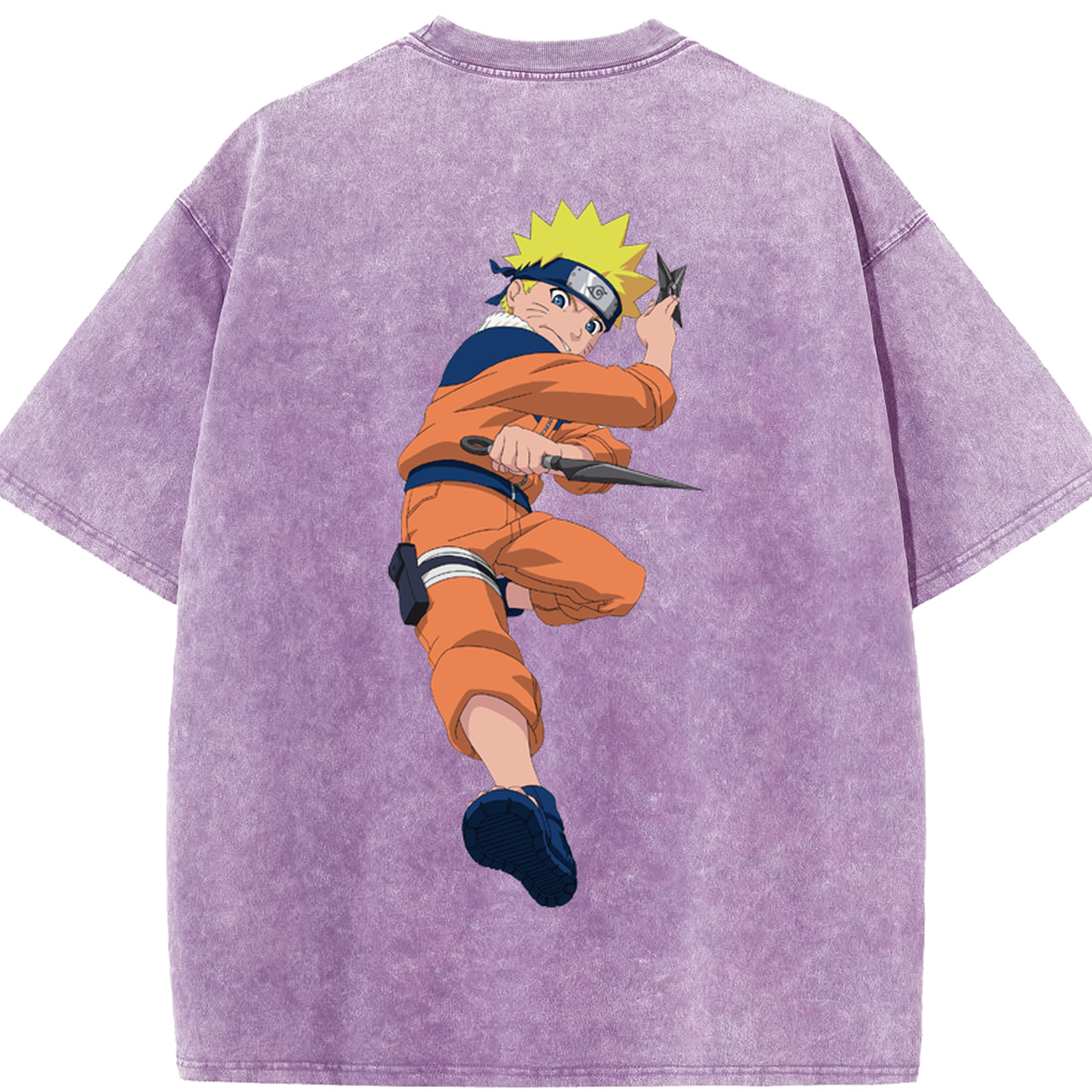 （画像用） NARUTO -ナルト- うずまき ナルト Uzumaki Naruto 綿100% ヴィンテージ風 半袖Tシャツ（背面プリント）