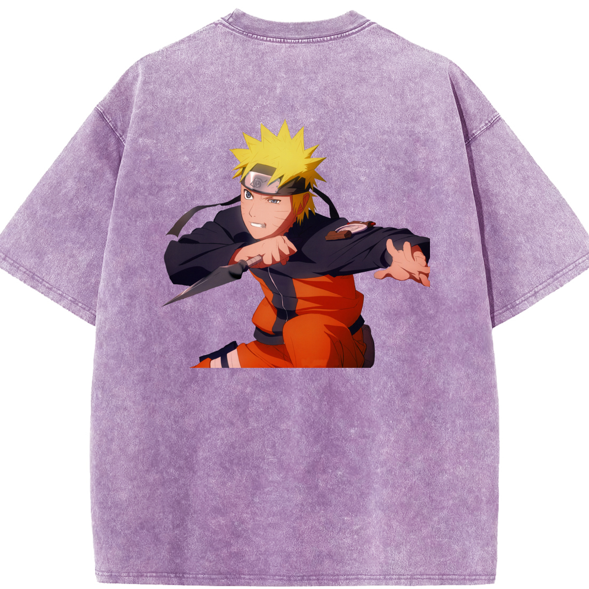 （画像用） NARUTO -ナルト- うずまき ナルト Uzumaki Naruto 綿100% ヴィンテージ風 半袖Tシャツ（背面プリント）