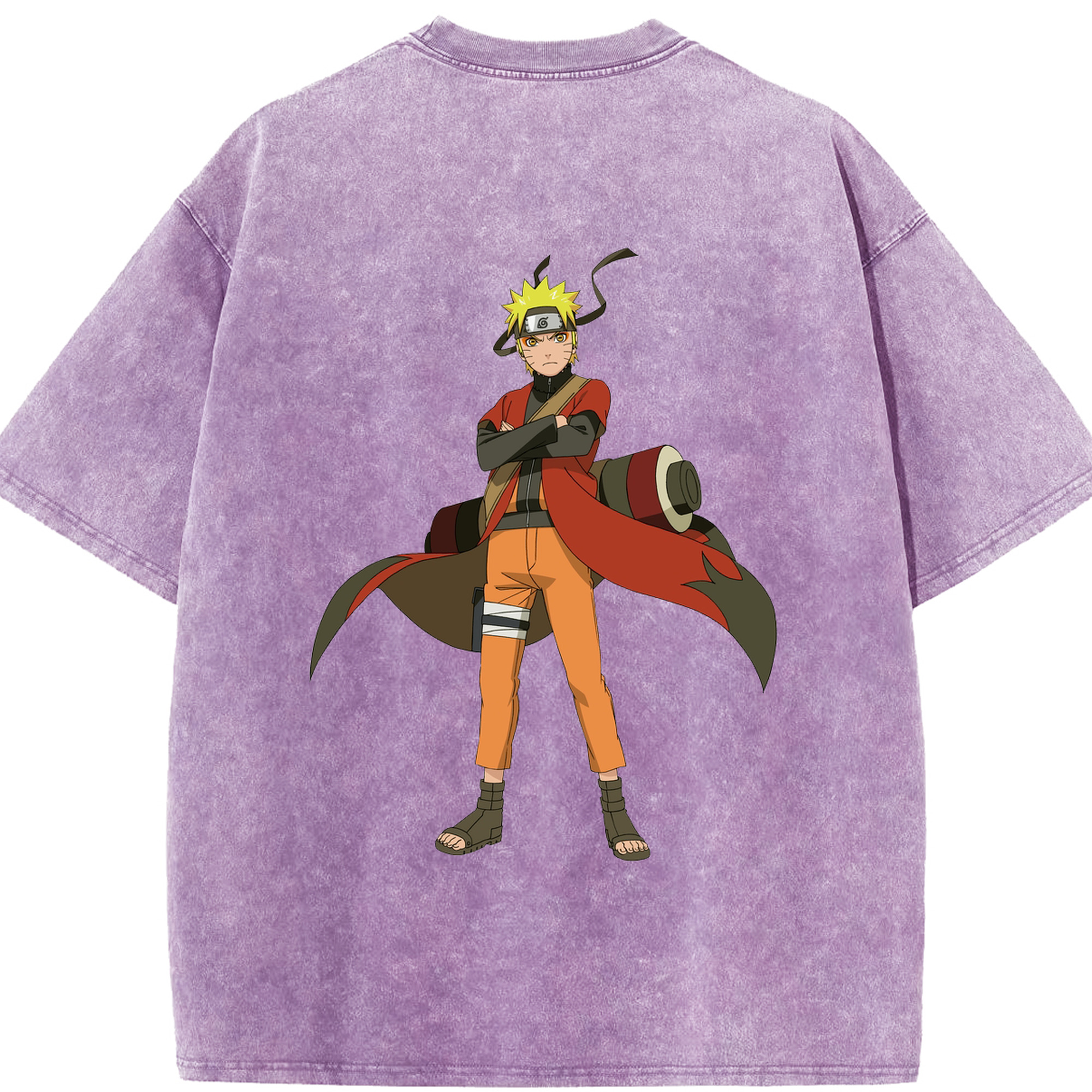 （画像用） NARUTO -ナルト- うずまき ナルト Uzumaki Naruto 綿100% ヴィンテージ風 半袖Tシャツ（背面プリント）
