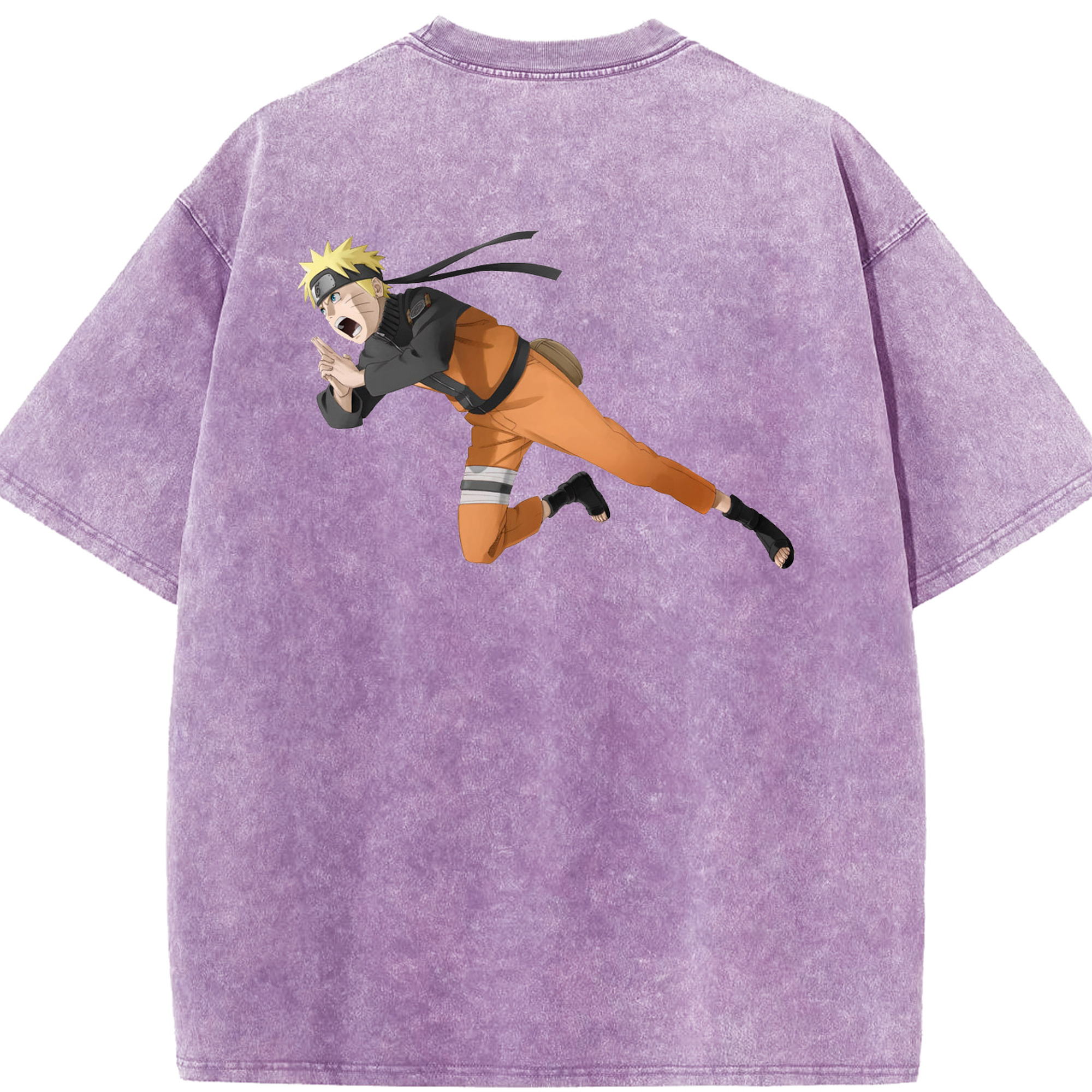 （画像用） NARUTO -ナルト- うずまき ナルト Uzumaki Naruto 綿100% ヴィンテージ風 半袖Tシャツ（背面プリント）
