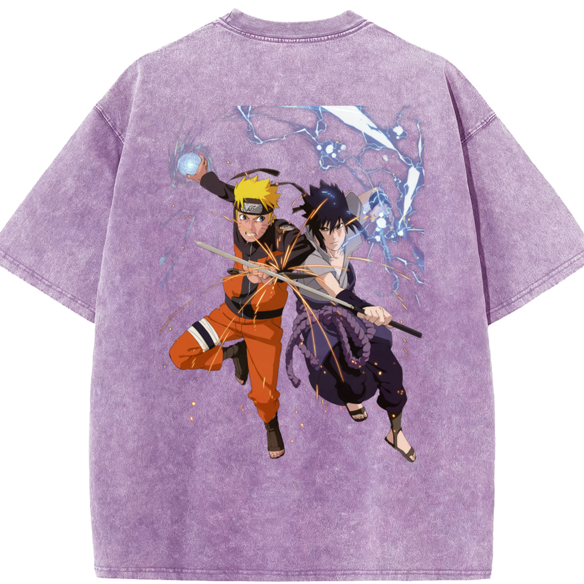 （画像用） NARUTO -ナルト- うずまき ナルト Uzumaki Naruto 綿100% ヴィンテージ風 半袖Tシャツ（背面プリント）