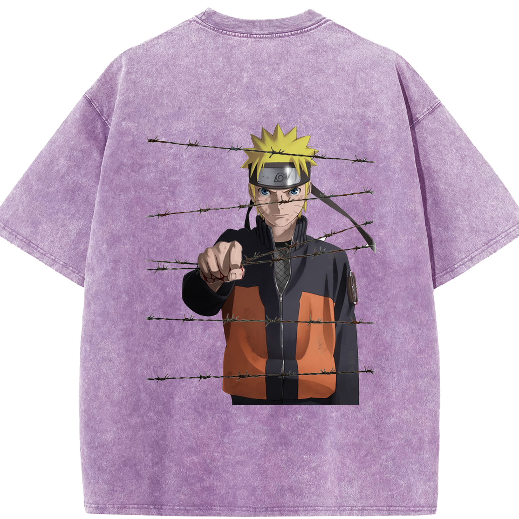 （画像用） NARUTO -ナルト- うずまき ナルト Uzumaki Naruto 綿100% ヴィンテージ風 半袖Tシャツ（背面プリント）