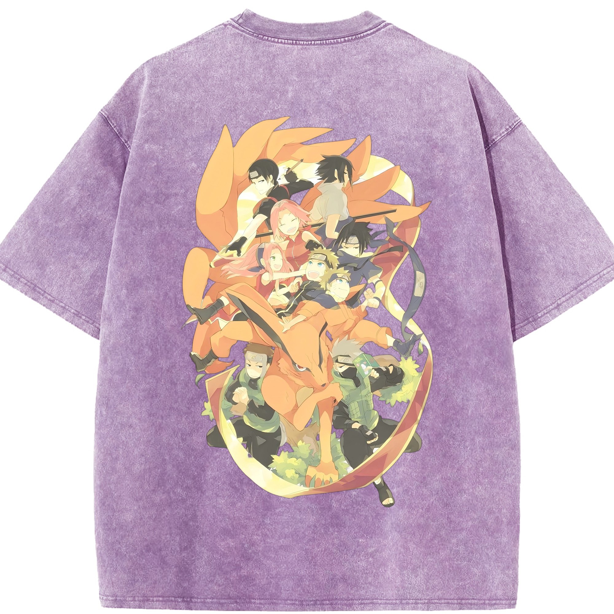 （画像用） NARUTO -ナルト- うずまき ナルト Uzumaki Naruto 綿100% ヴィンテージ風 半袖Tシャツ（背面プリント）