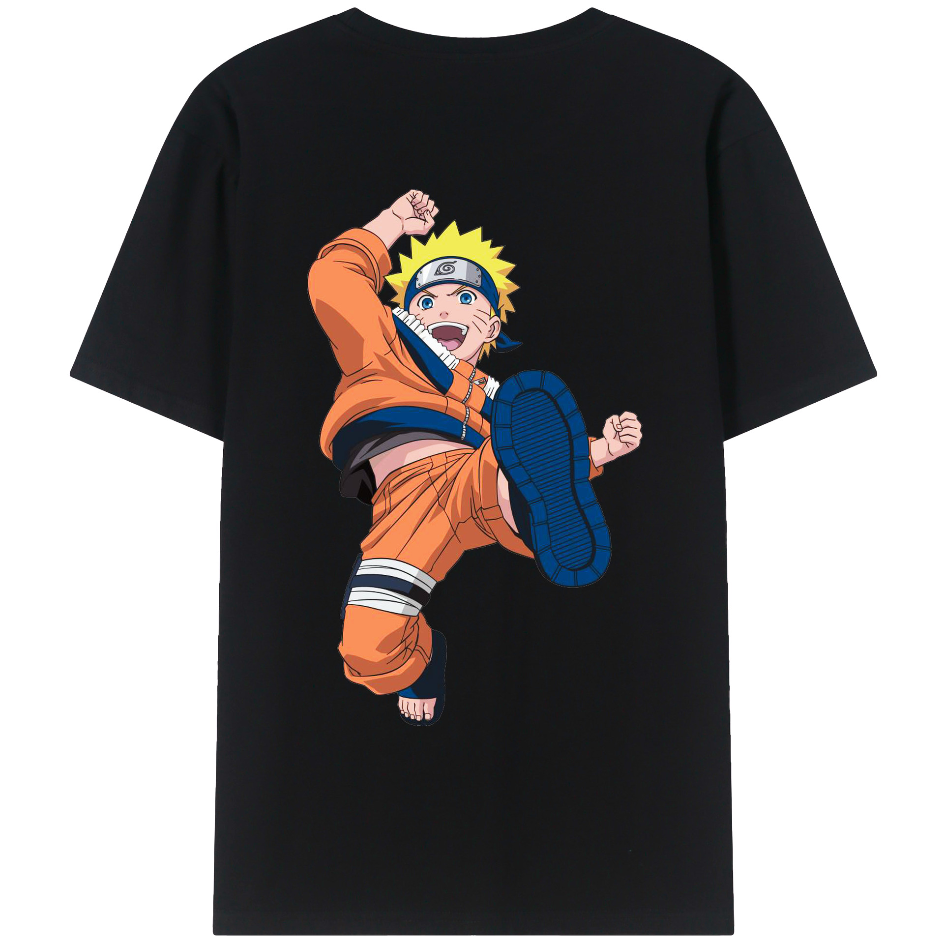 （画像用） NARUTO -ナルト- うずまき ナルト Uzumaki Naruto 綿100％ メンズ半袖Tシャツ（バックプリント） 通気性