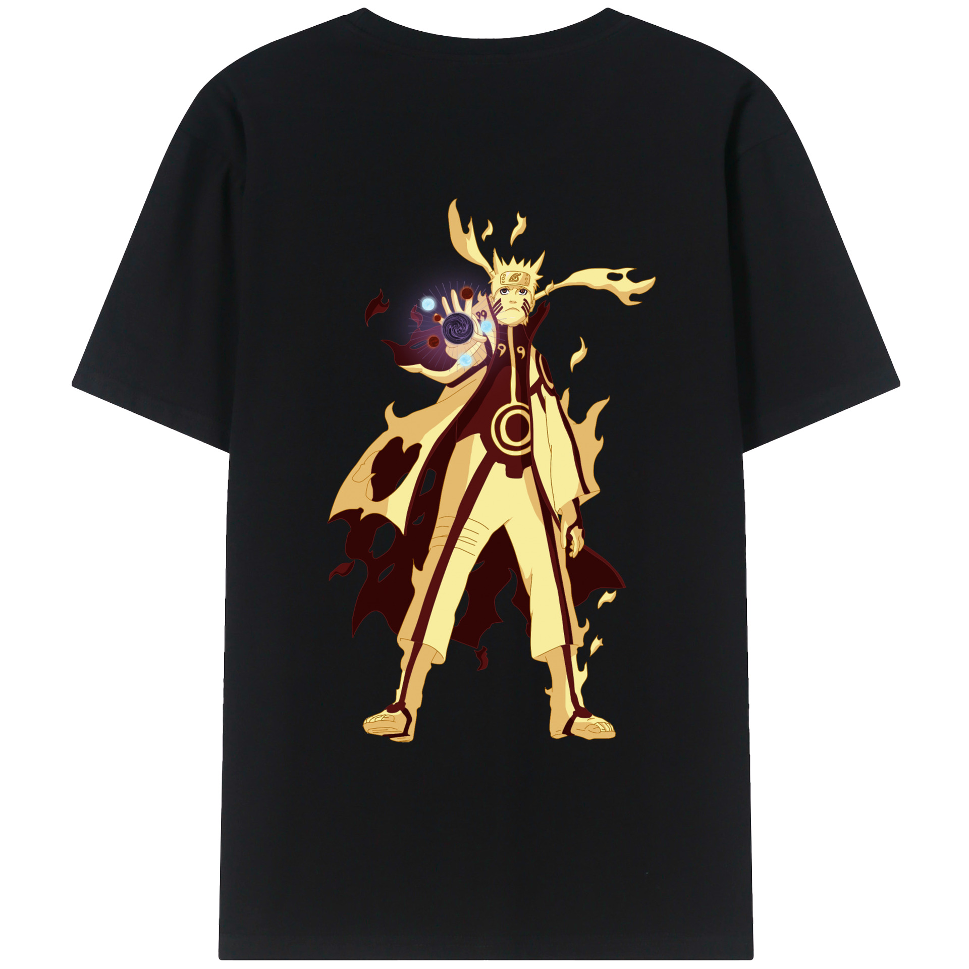 （画像用） NARUTO -ナルト- うずまき ナルト Uzumaki Naruto 綿100％ メンズ半袖Tシャツ（バックプリント） 通気性