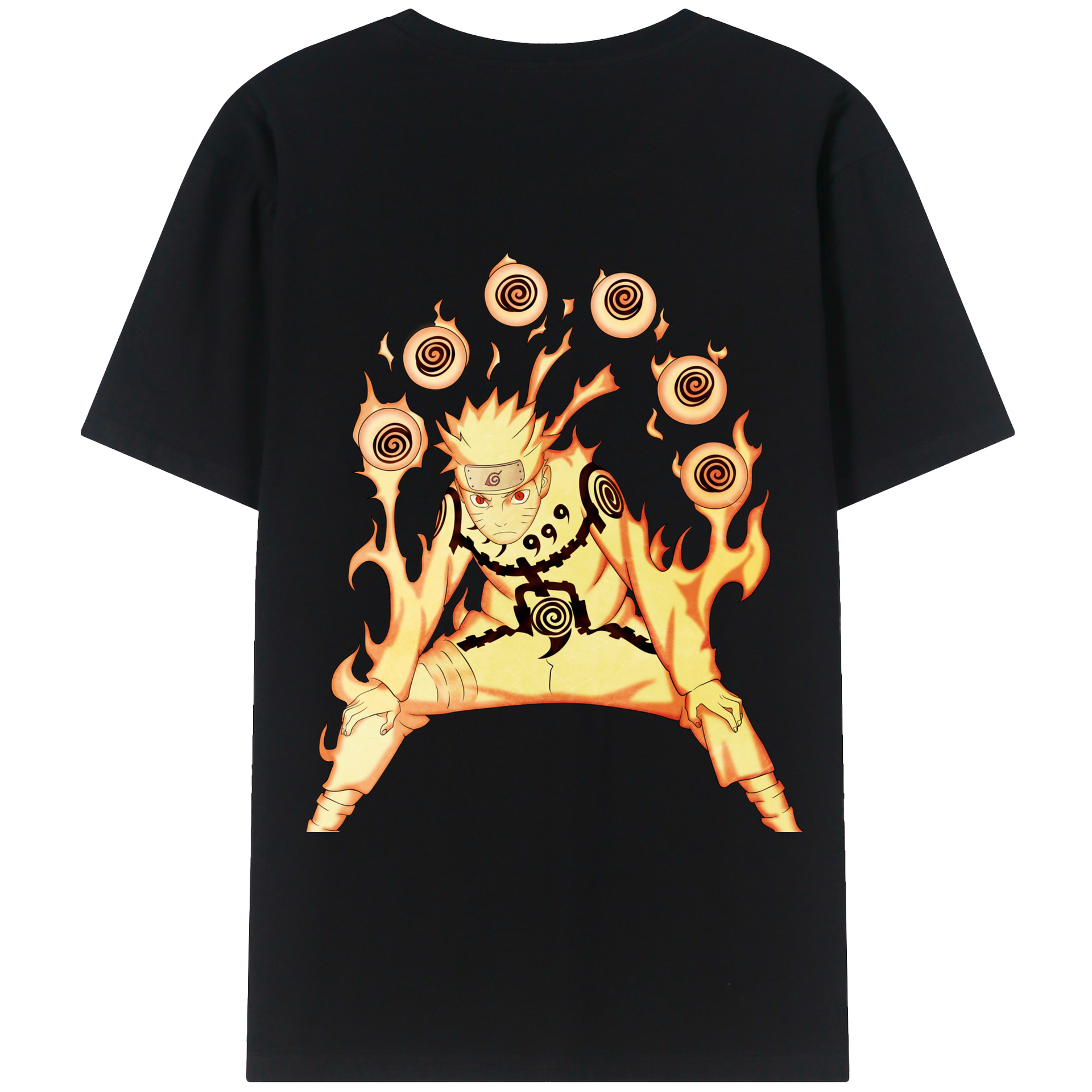（画像用） NARUTO -ナルト- うずまき ナルト Uzumaki Naruto 綿100％ メンズ半袖Tシャツ（バックプリント） 通気性