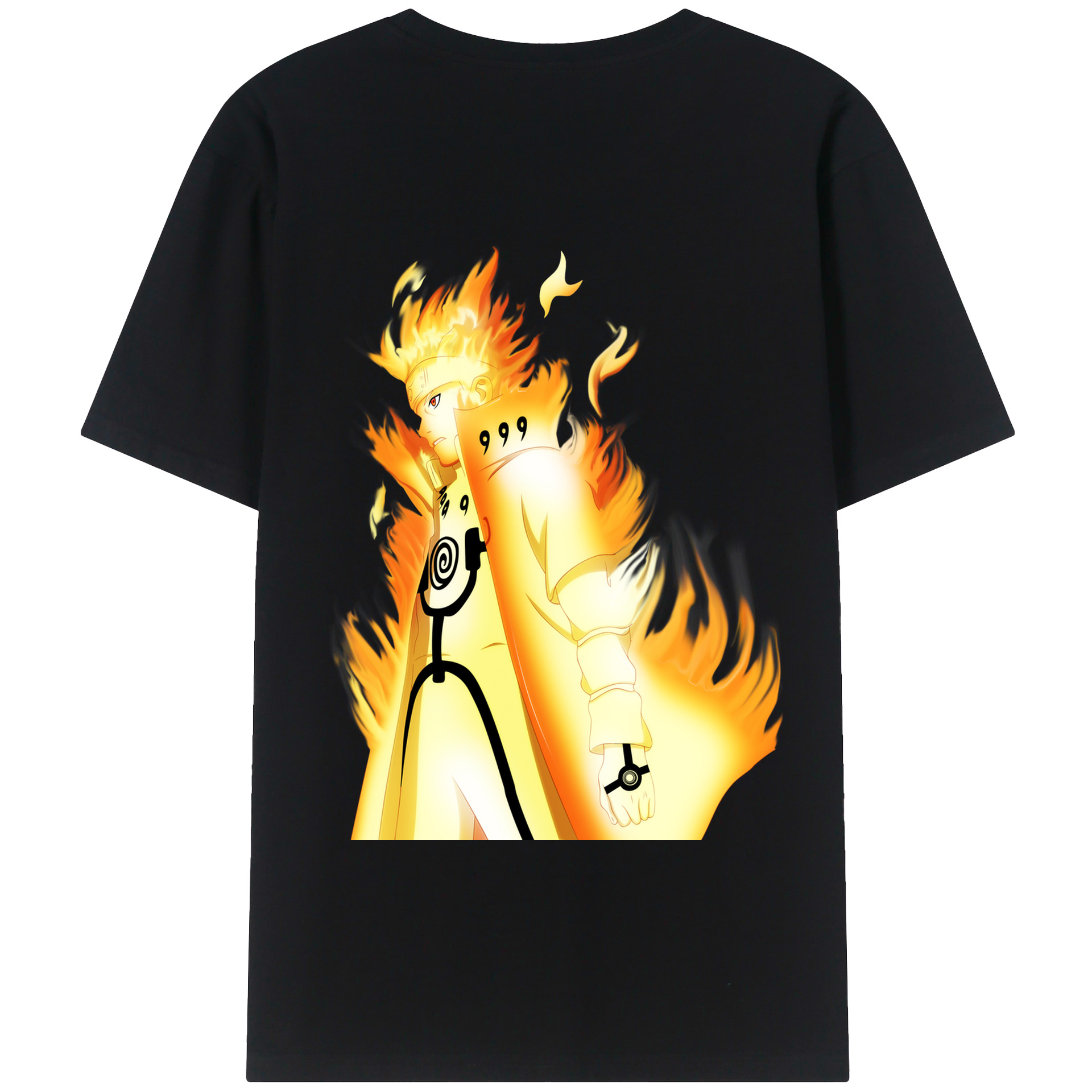（画像用） NARUTO -ナルト- うずまき ナルト Uzumaki Naruto 綿100％ メンズ半袖Tシャツ（バックプリント） 通気性
