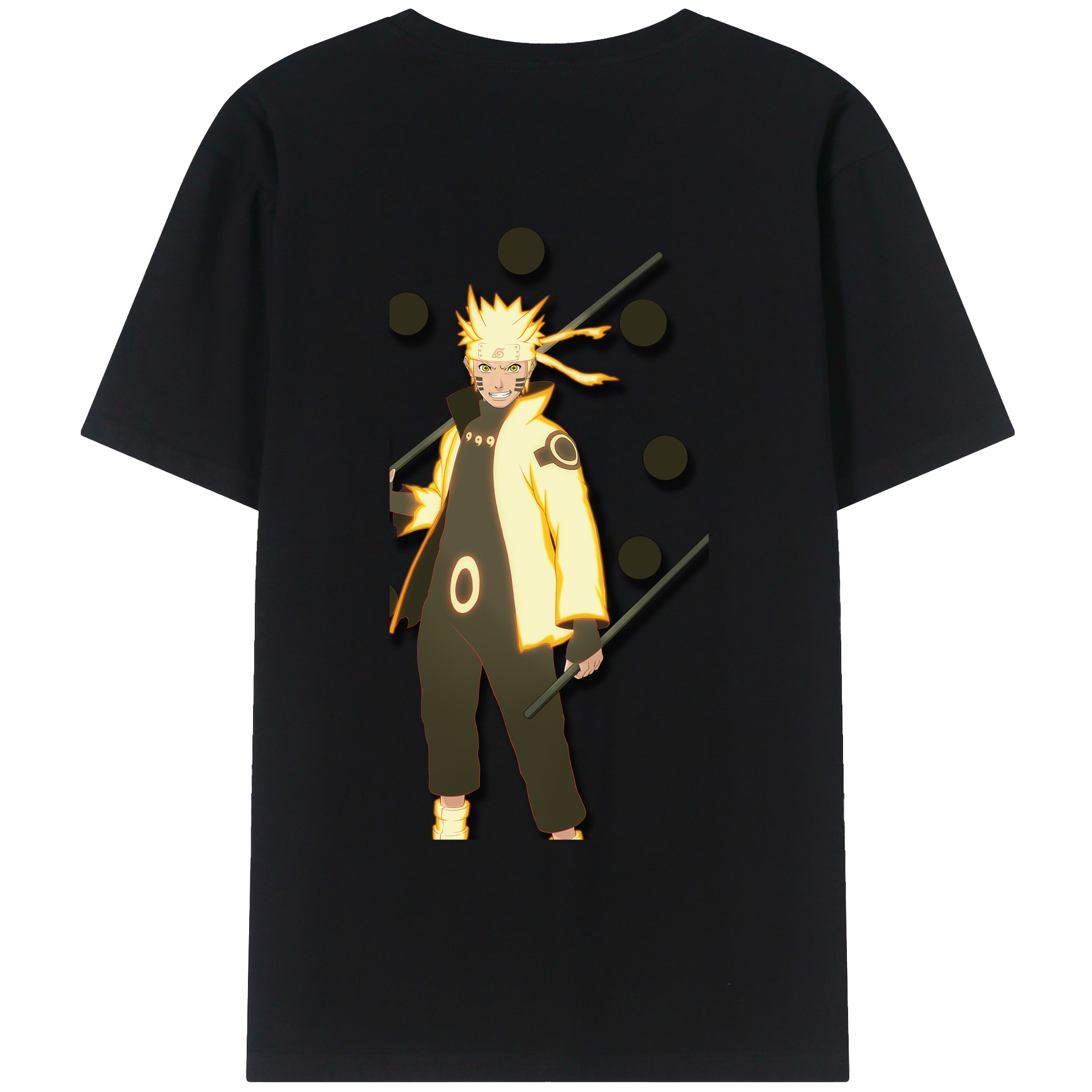 （画像用） NARUTO -ナルト- うずまき ナルト Uzumaki Naruto 綿100％ メンズ半袖Tシャツ（バックプリント） 通気性