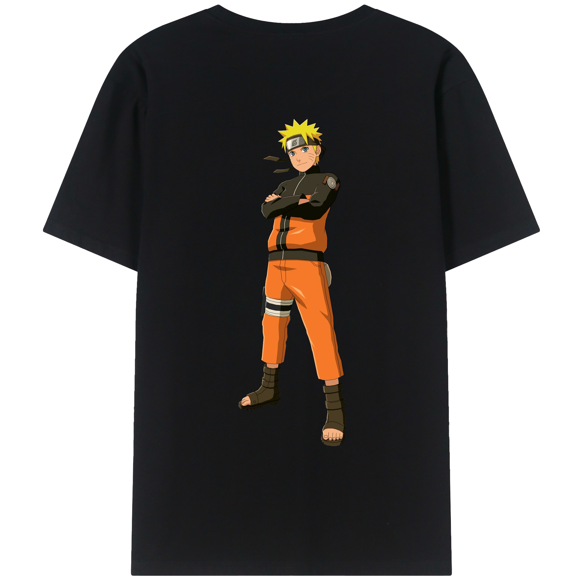（画像用） NARUTO -ナルト- うずまき ナルト Uzumaki Naruto 綿100％ メンズ半袖Tシャツ（バックプリント） 通気性