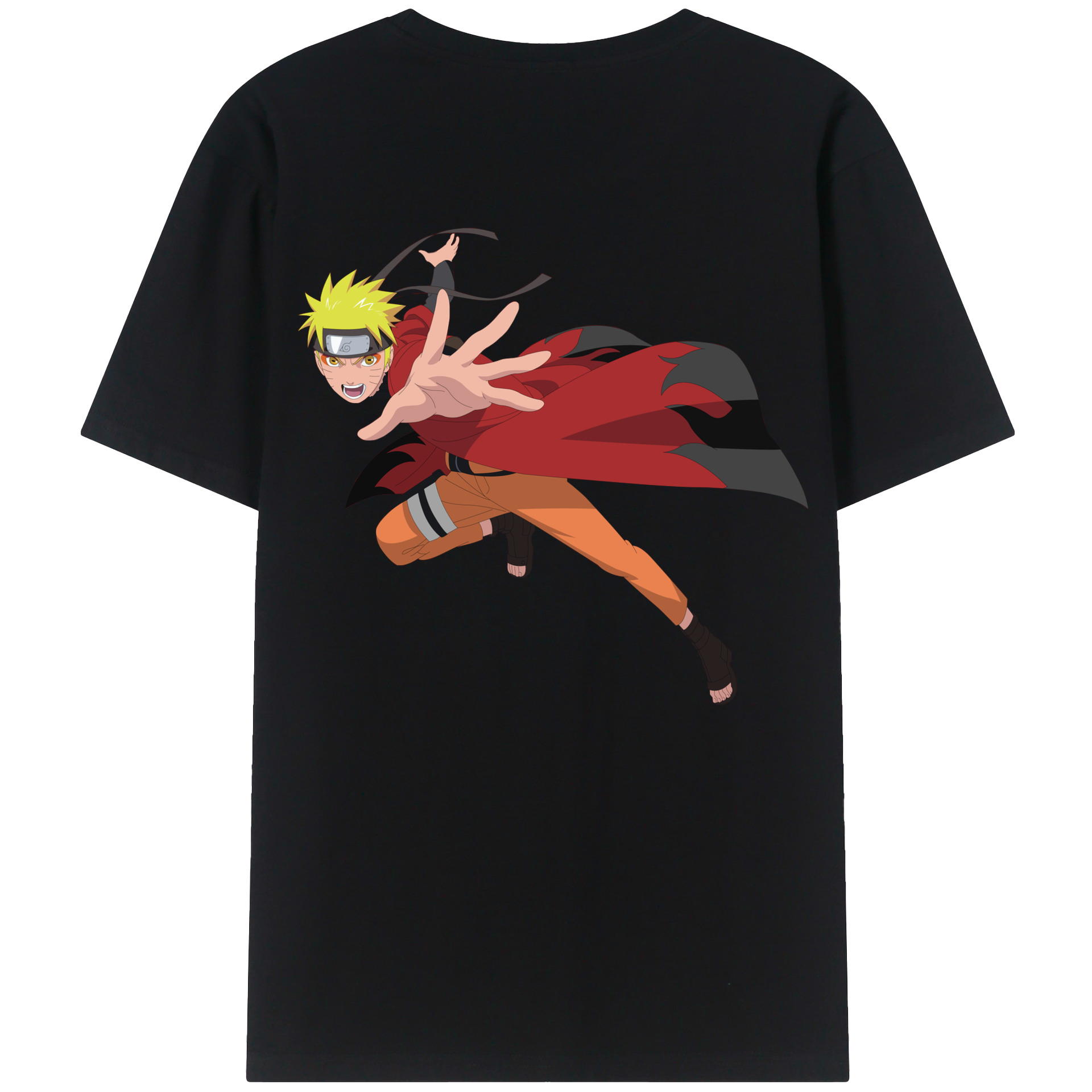 （画像用） NARUTO -ナルト- うずまき ナルト Uzumaki Naruto 綿100％ メンズ半袖Tシャツ（バックプリント） 通気性