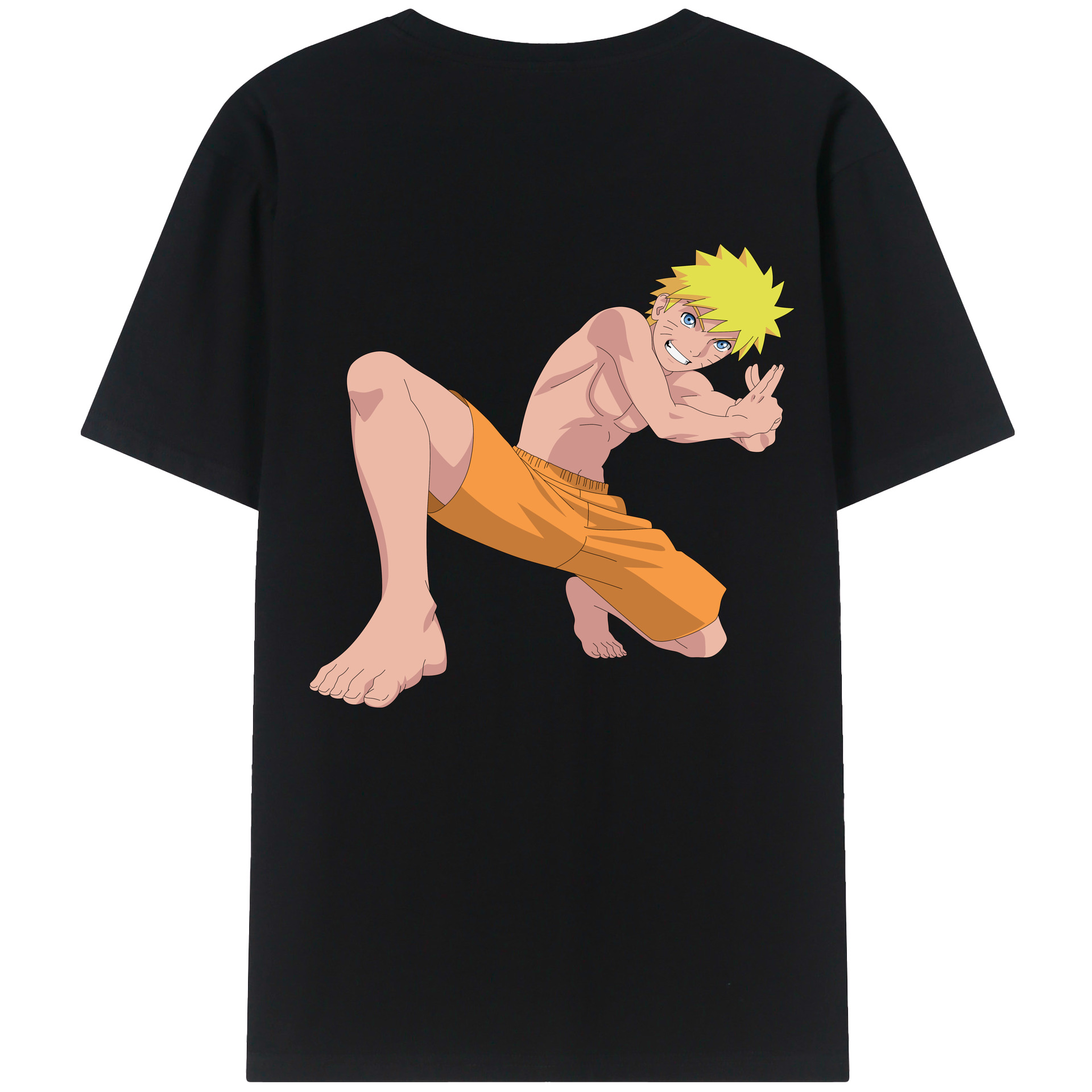 （画像用） NARUTO -ナルト- うずまき ナルト Uzumaki Naruto 綿100％ メンズ半袖Tシャツ（バックプリント） 通気性